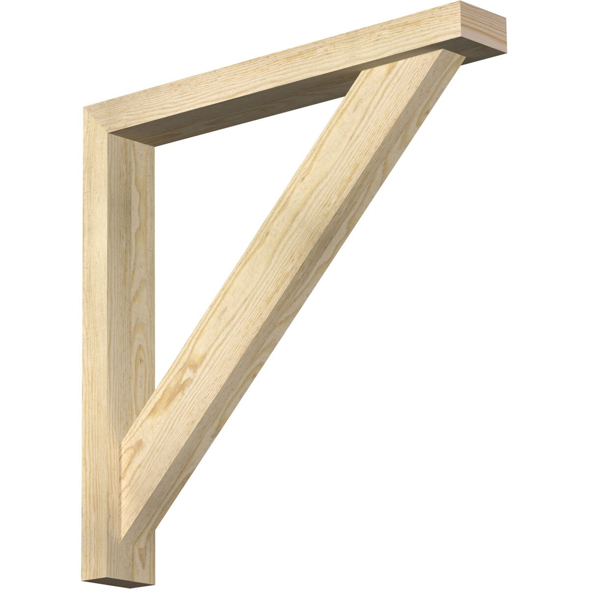 Ekena Millwork 1464929 Traditional Block Rough Sawn Bracket with Offset Brace 4-in x 28-in x 28-in Douglas fir Brown Wood Standard bracket