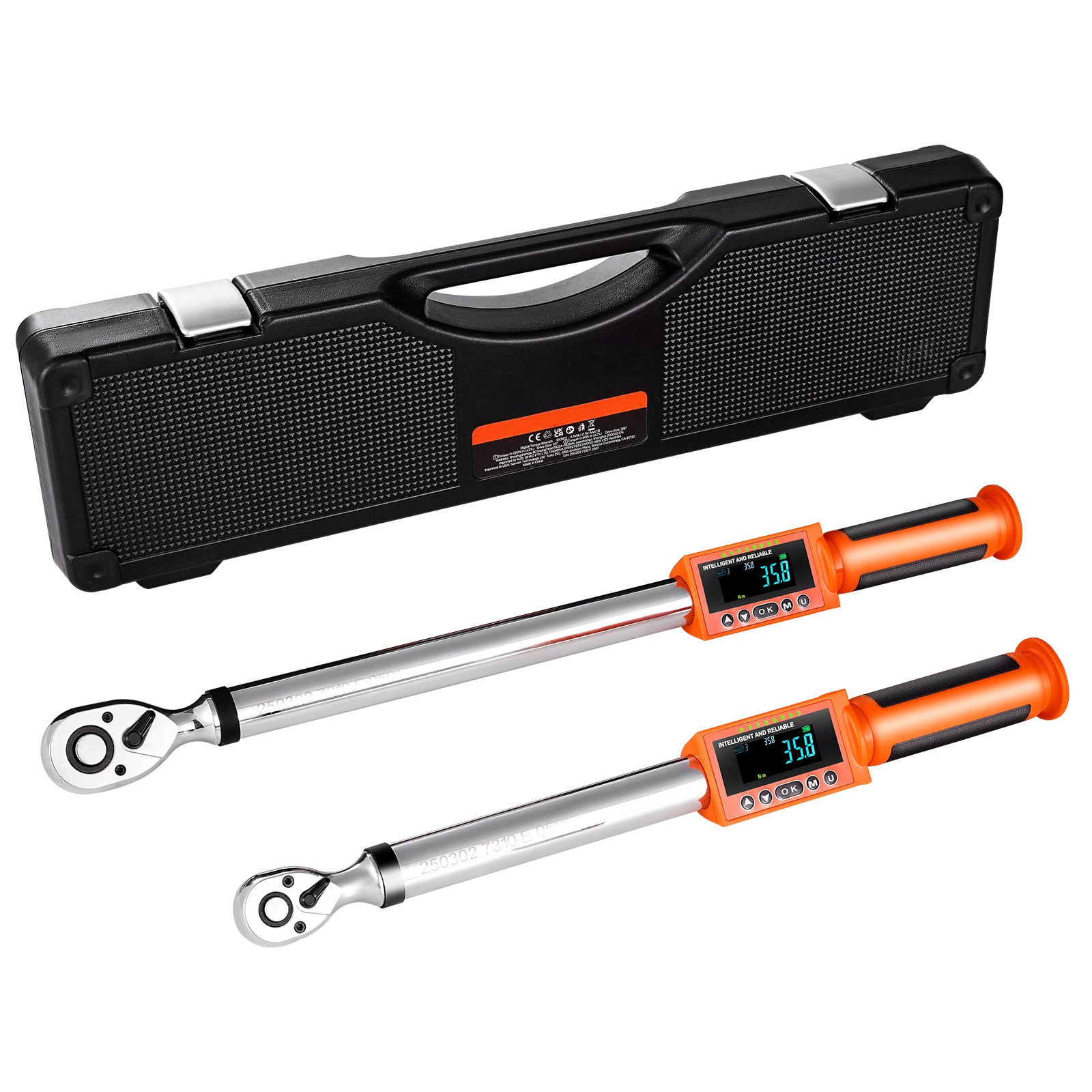 Mecale 2-Piece Digital Torque Wrench Set 1/2-in 3/8-in Drive Dual-Direction Adjustable for Automotive Repair and Mechanics