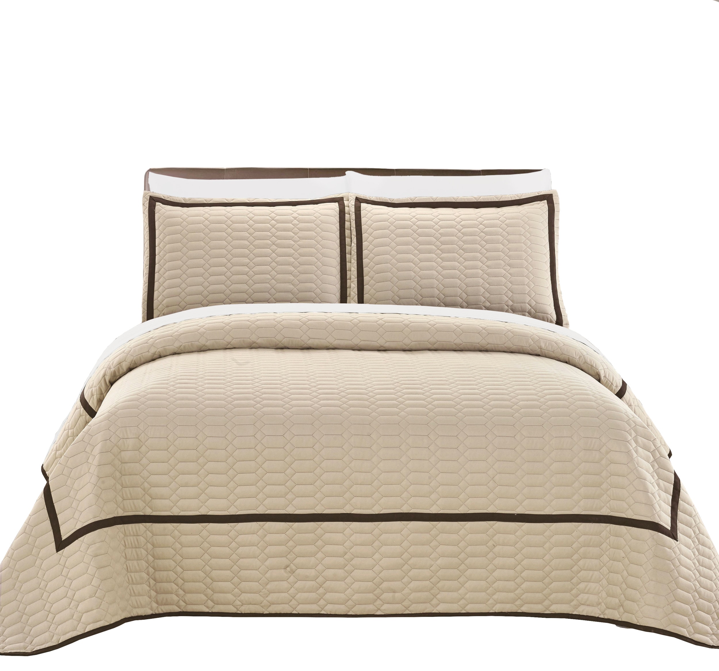 Chic Home Design Birmingham 2-Piece Beige Twin Quilt Set in the