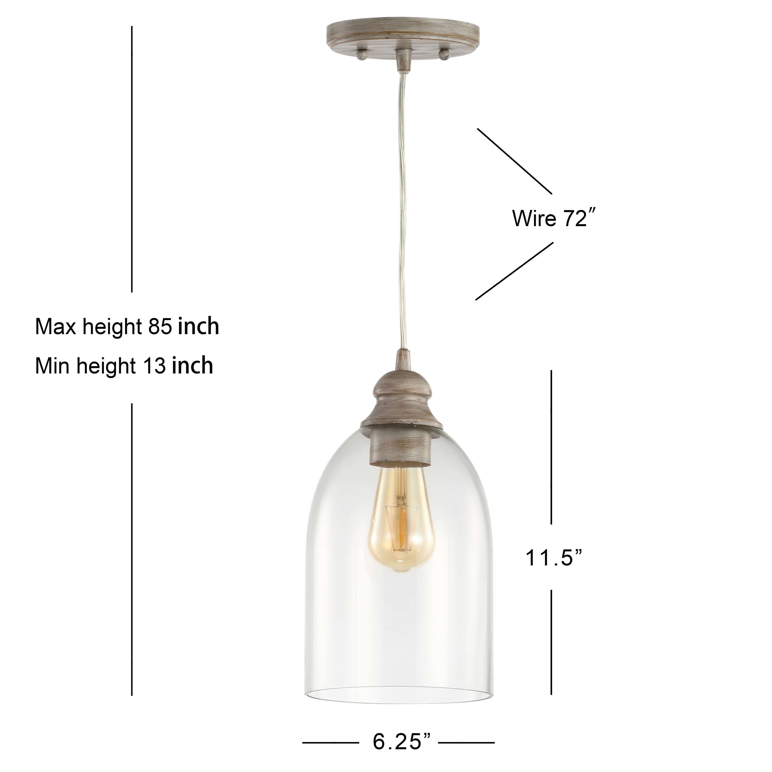 Fontaine 6.25" Adjustable Greige Glass LED Pendant Light