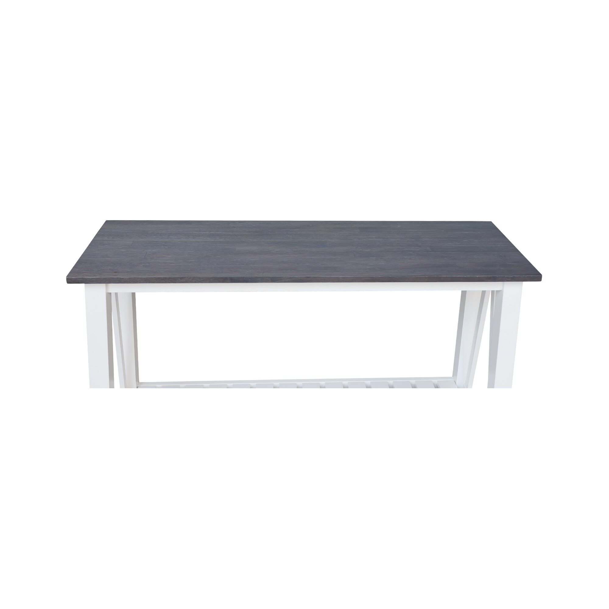 Surrey 65" White and Heather Gray Solid Wood Console Table with Storage