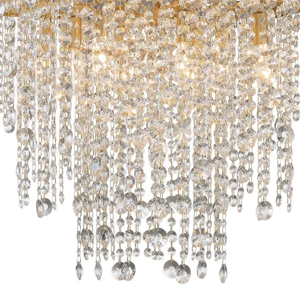 Mini Antique Gold Crystal Chandelier with Hand Cut Strands