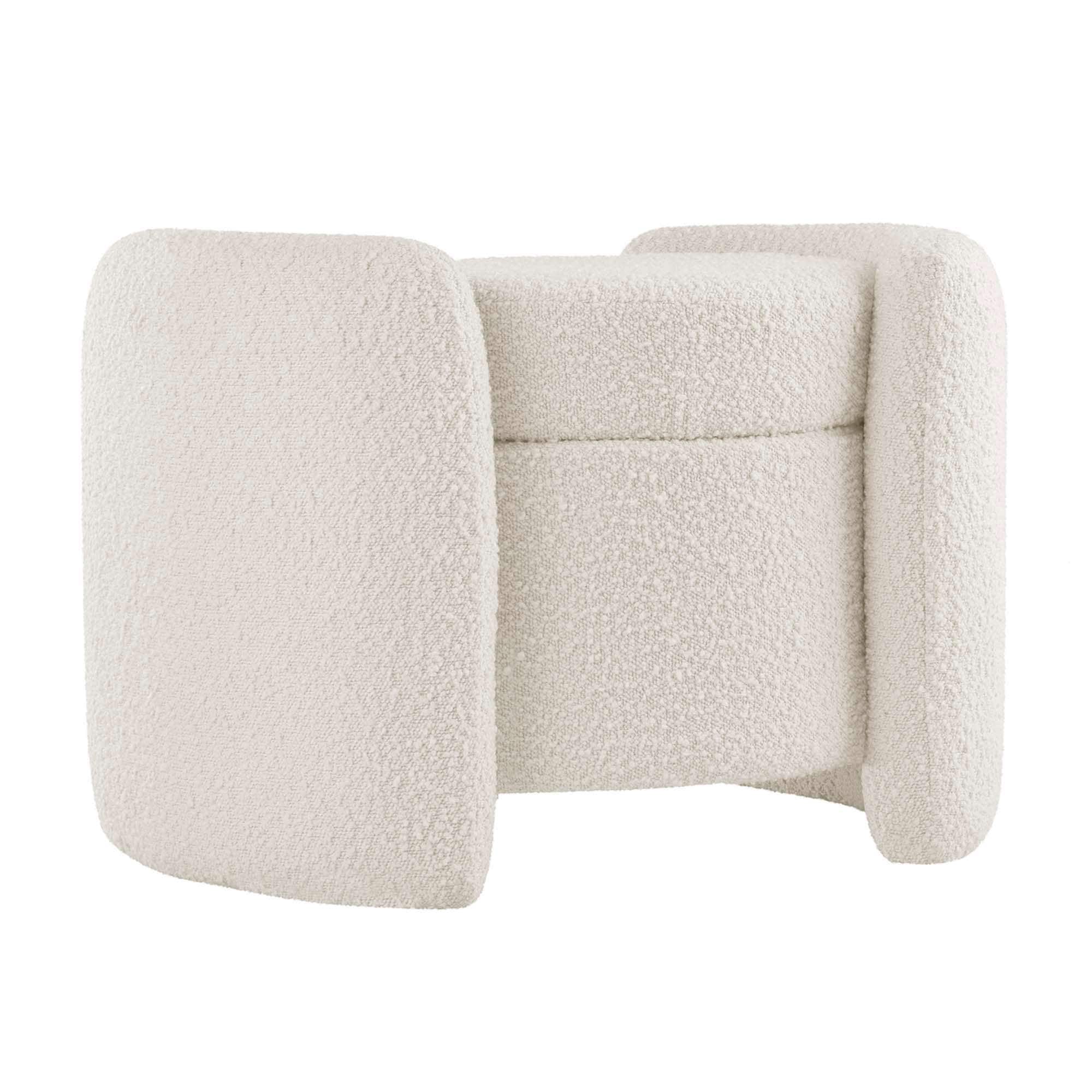  Nebula Boucle Upholstered Ottoman in Ivory