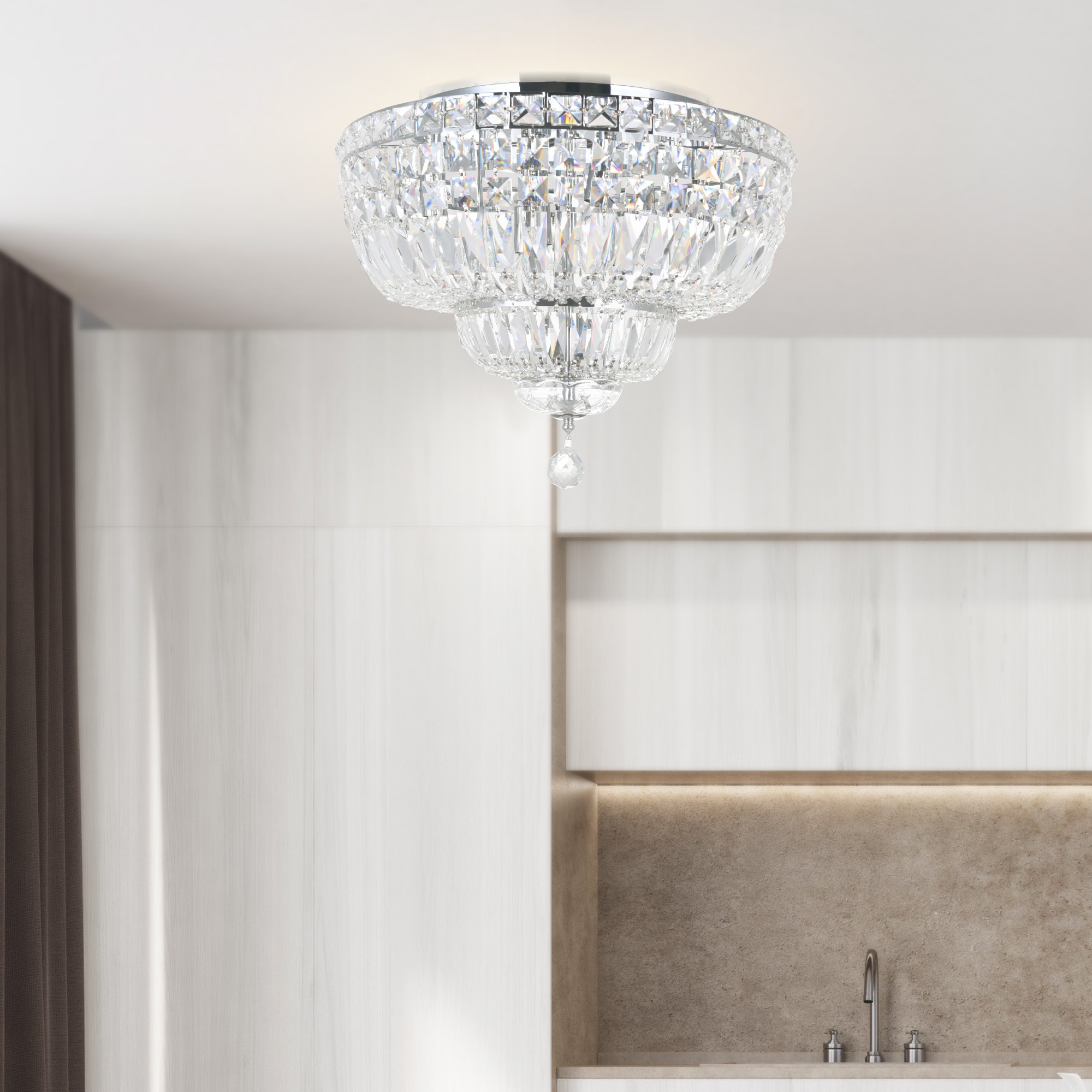 CWI Lighting 8003C20C Stefania 8 -Light 20.0-in Chrome Flush Mount Light
