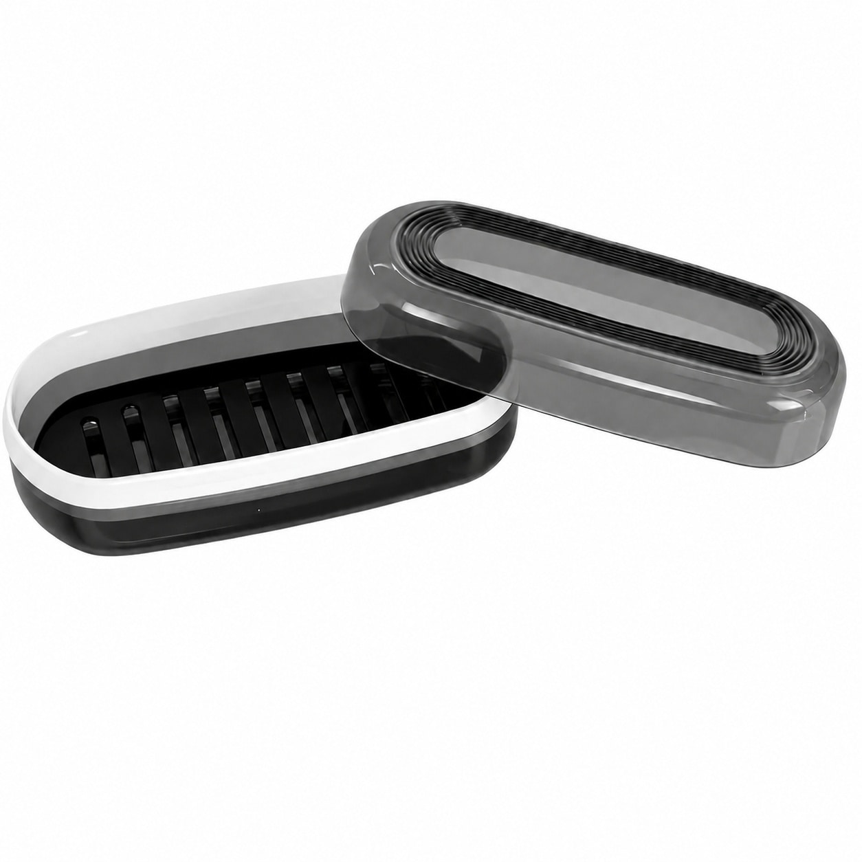 Aoibox  Travel Soap Bar Case Holder for Two Bars with Draining Tray Large Lightweight Leakproof Design Black