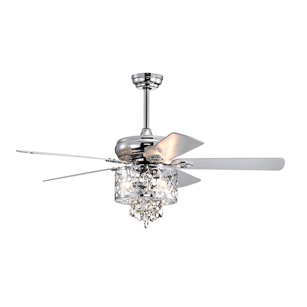 Sunrinx MG39-1-75L 52-Inches Chrome with Chrome Blades Indoor/Outdoor Downrod mount Standard Ceiling Fan With Light and Remote ( 5 -Blade)