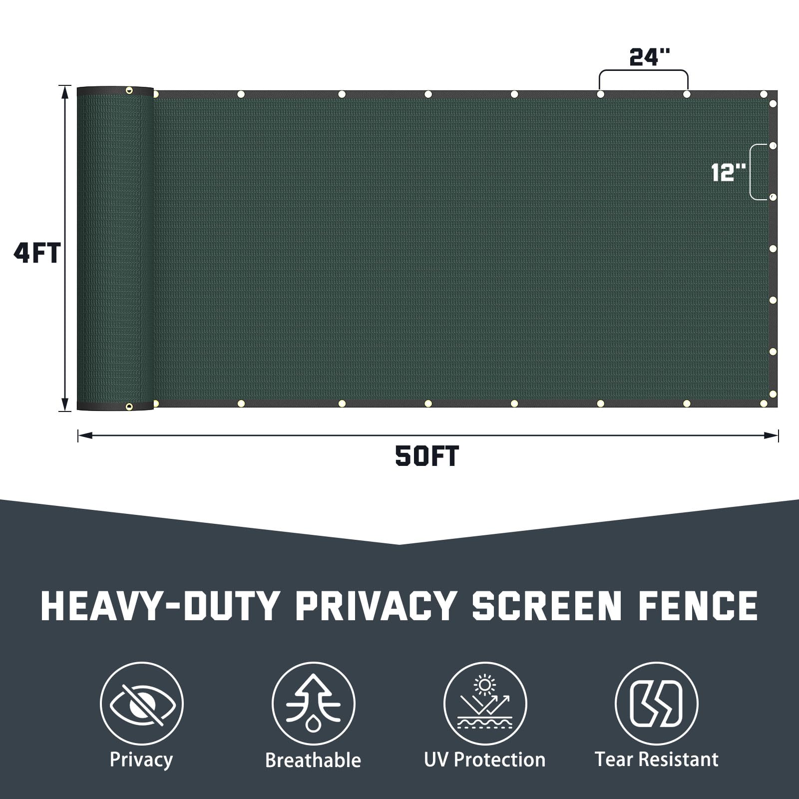 LAIFUCAM Chain Link Fence Privacy Screen 4x50FT 90 Percent Privacy ...