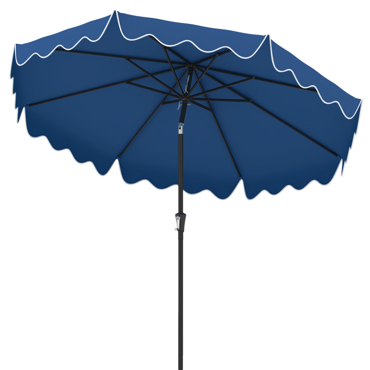 Volenca - 9-ft Outdoor Polyester Patio Umbrella with 8 Steel Ribs Crank Handle and Push-Button Tilt