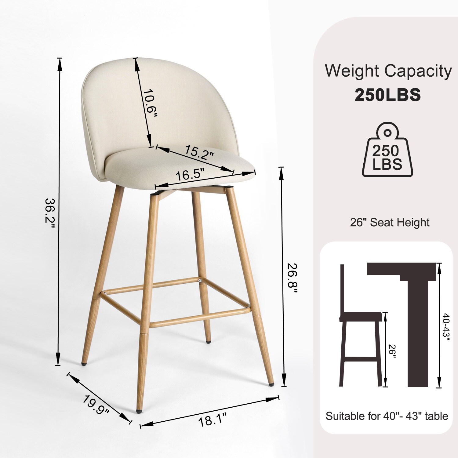 Homy Casa HASEEB BEIGE 4 stools - View #2