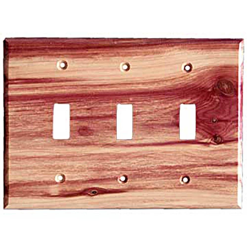 Sierra Lifestyles 682215 3 -Gang Specialty Size Juniper Wood Indoor Toggle Wall Plate