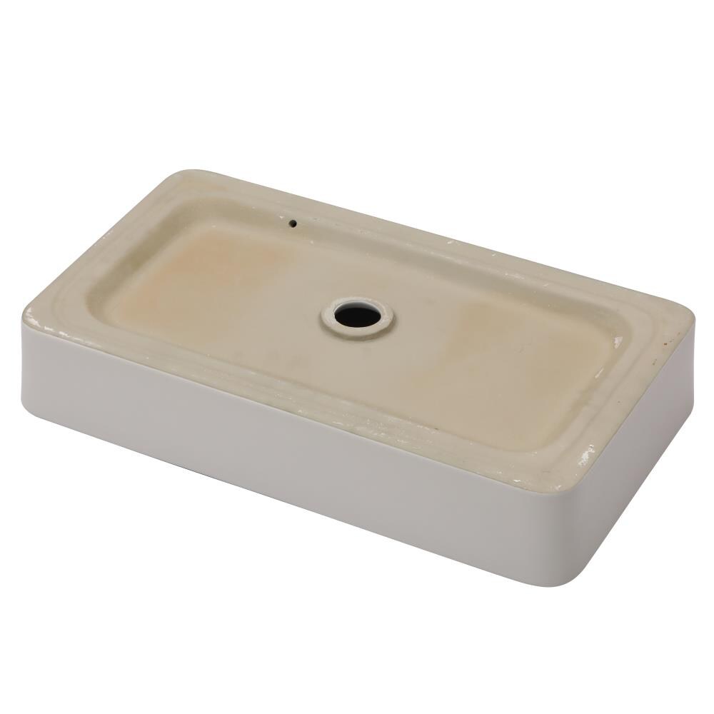 Lordear Porcelain vessel sink White Porcelain Vessel Rectangular Modern ...