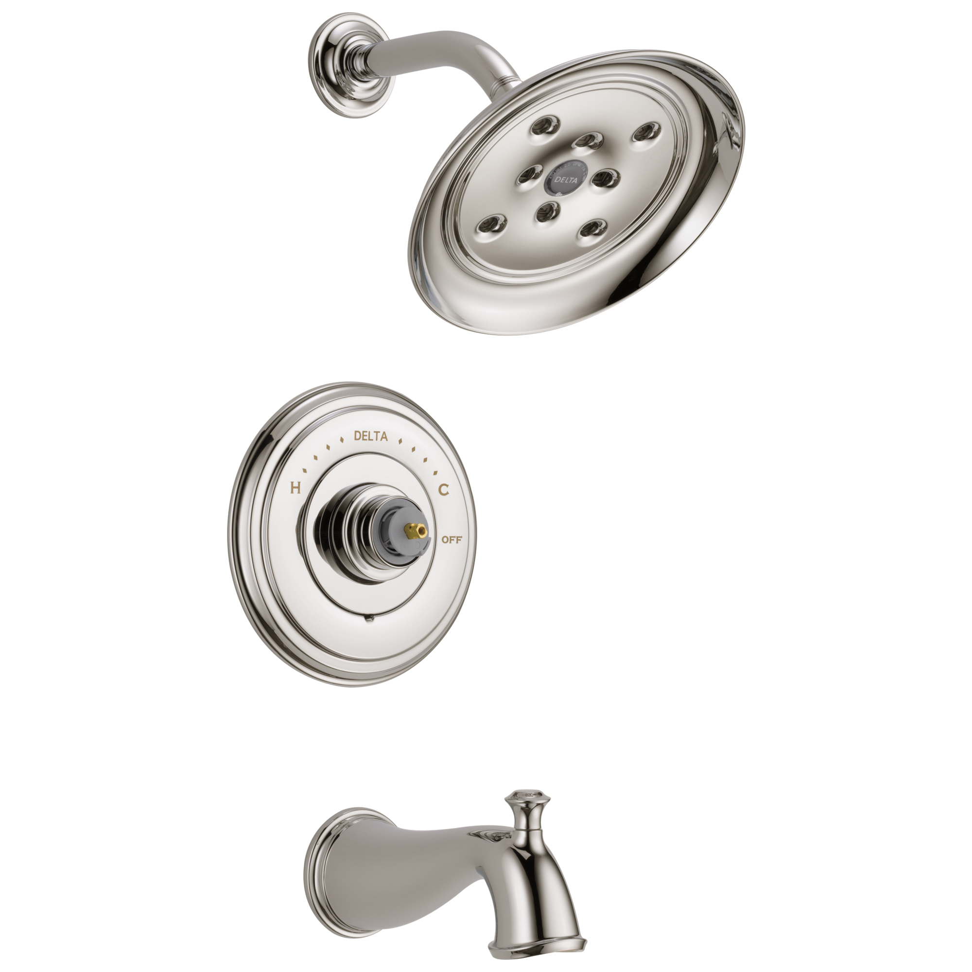 Delta T14497-PNLHP Cassidy Polished Nickel Sold separately Single function 7.875-Inches Round Bathtub and shower Faucet with Valve