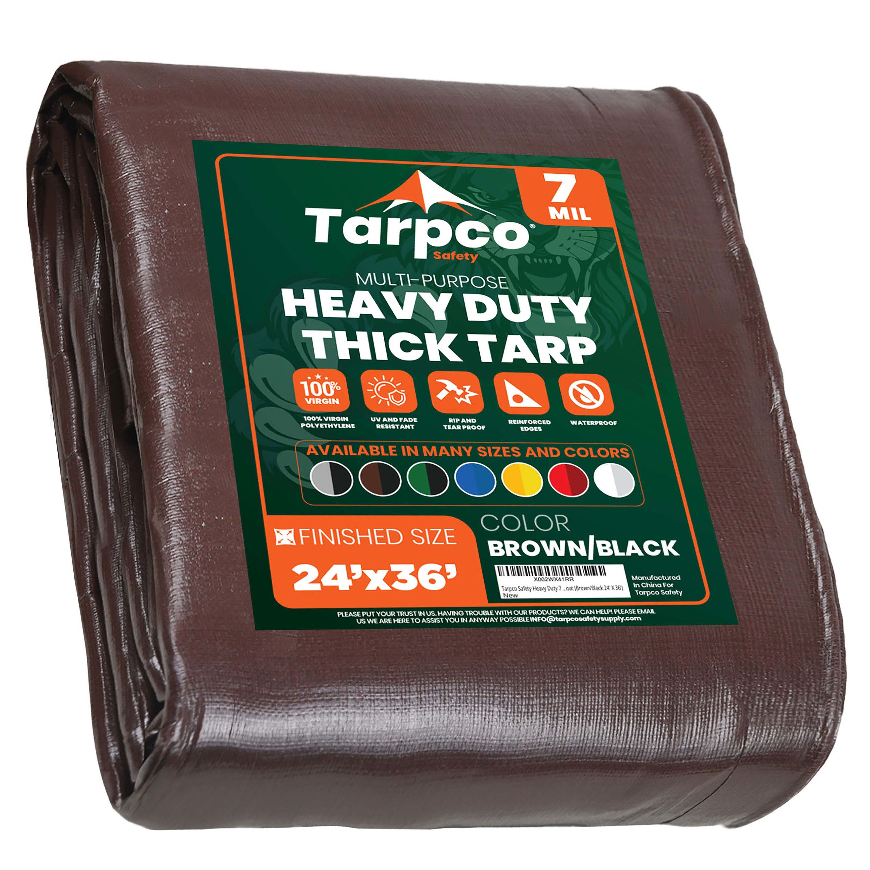Tarpco Safety TS-202-24X36 24-ft x 35-ft Brown Waterproof Commercial Polyethylene 7-Mils Tarp