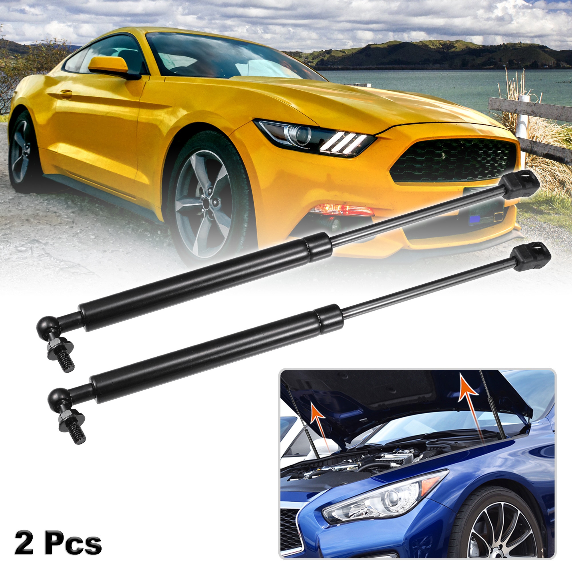 Unique Bargains 2pcs Front Hood Lift Supports Struts Shocks Gas Springs ...