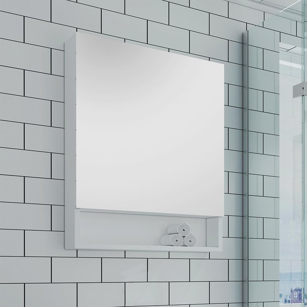 Fresca 24-in x 33.5-in Fog Free Surface Mount Gray Mirrored Medicine Cabinet