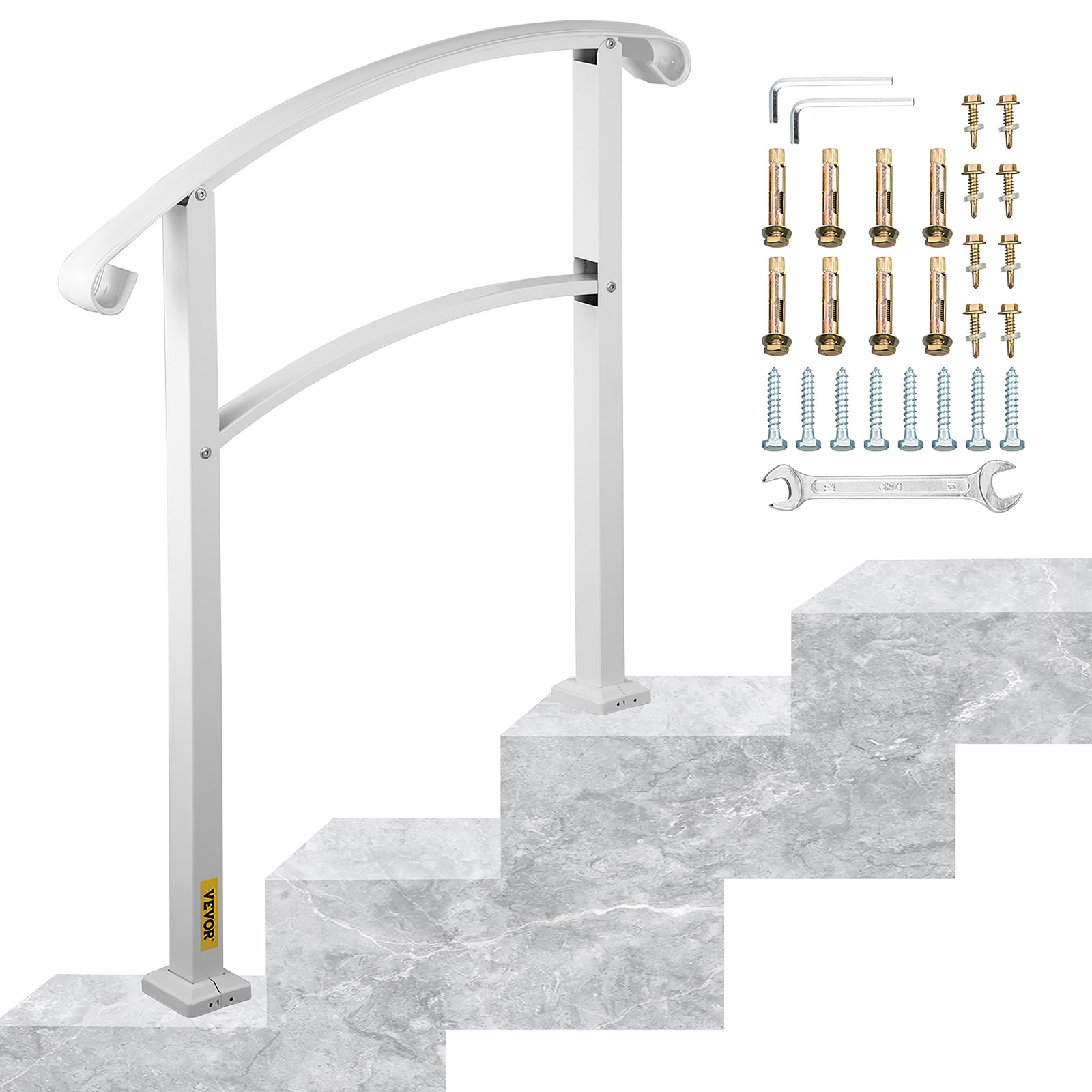 VEVOR Handrails Stair Railing 0.2-in x 1.38-in x 33.5-in White