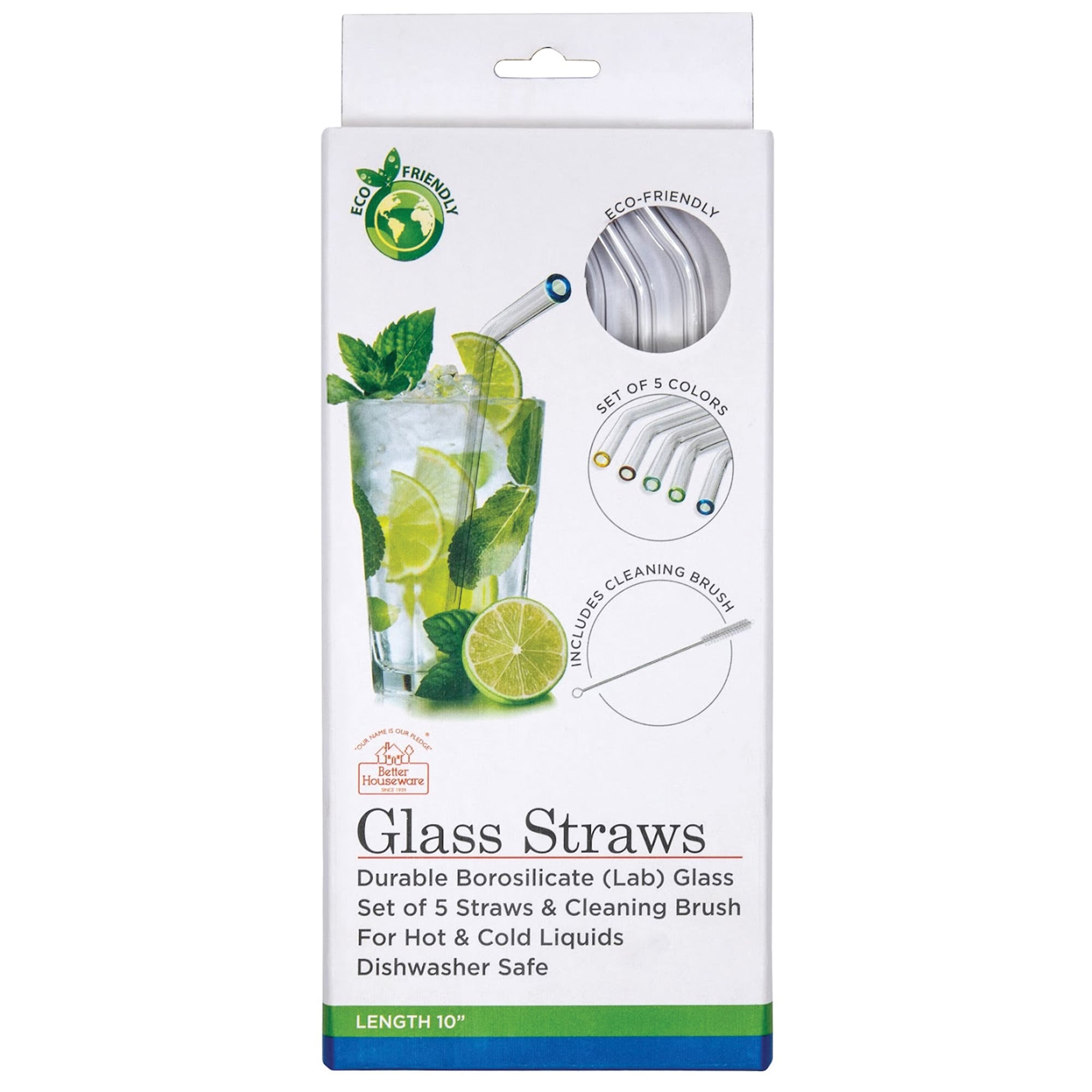 Better Houseware Glass Straws With Cleaning Brush, Set Of 5 : Target