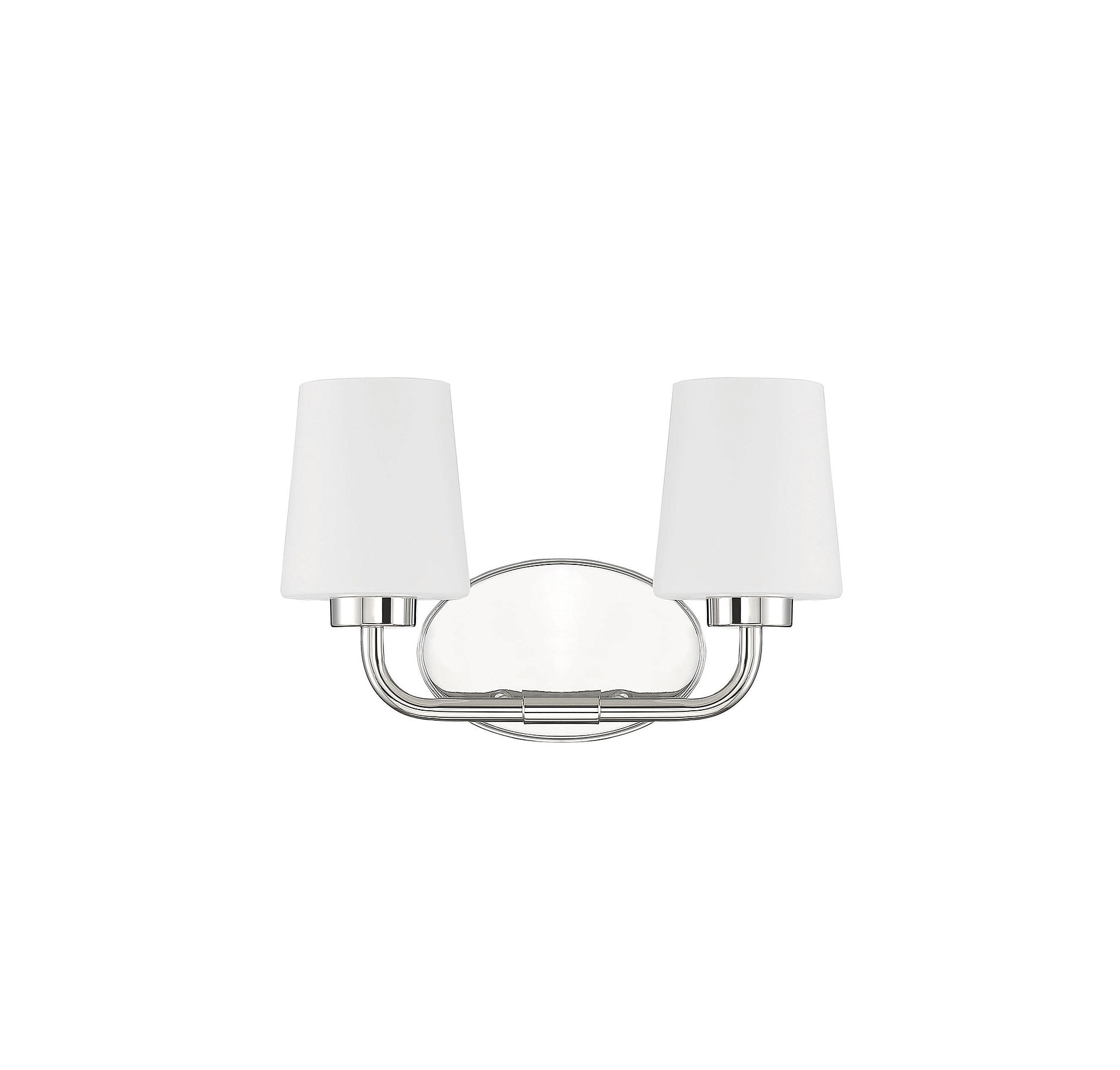 Capra Polished Nickel 2-Light Vanity with White Opal Glass Shades