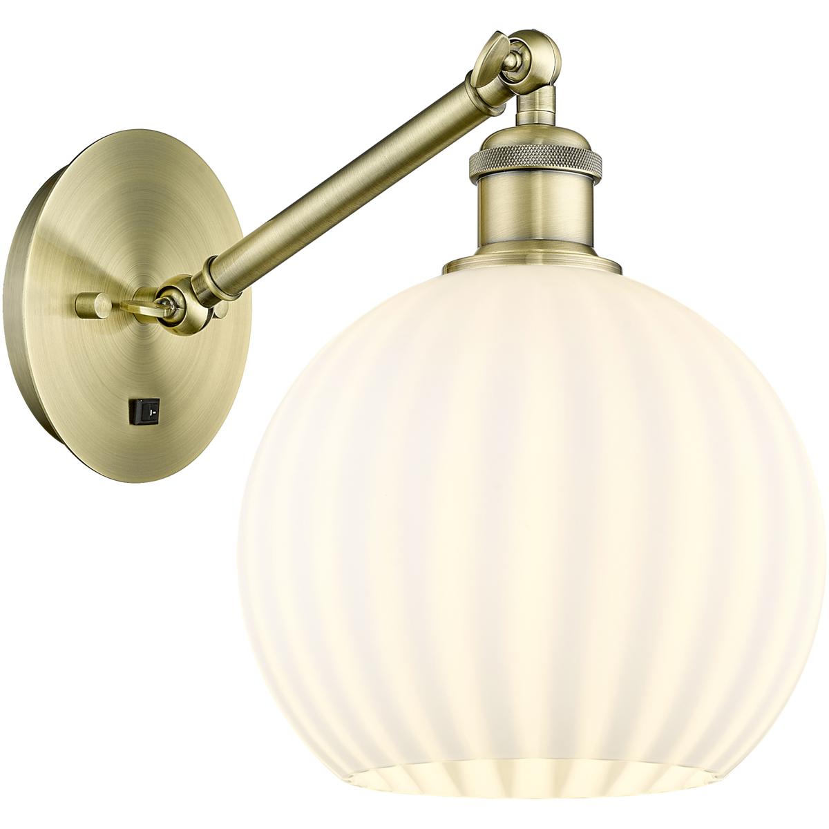 Innovations Lighting - 317-1W-AB-G1217-8WV Ballston White Venetian Wall Sconce Antique Brass