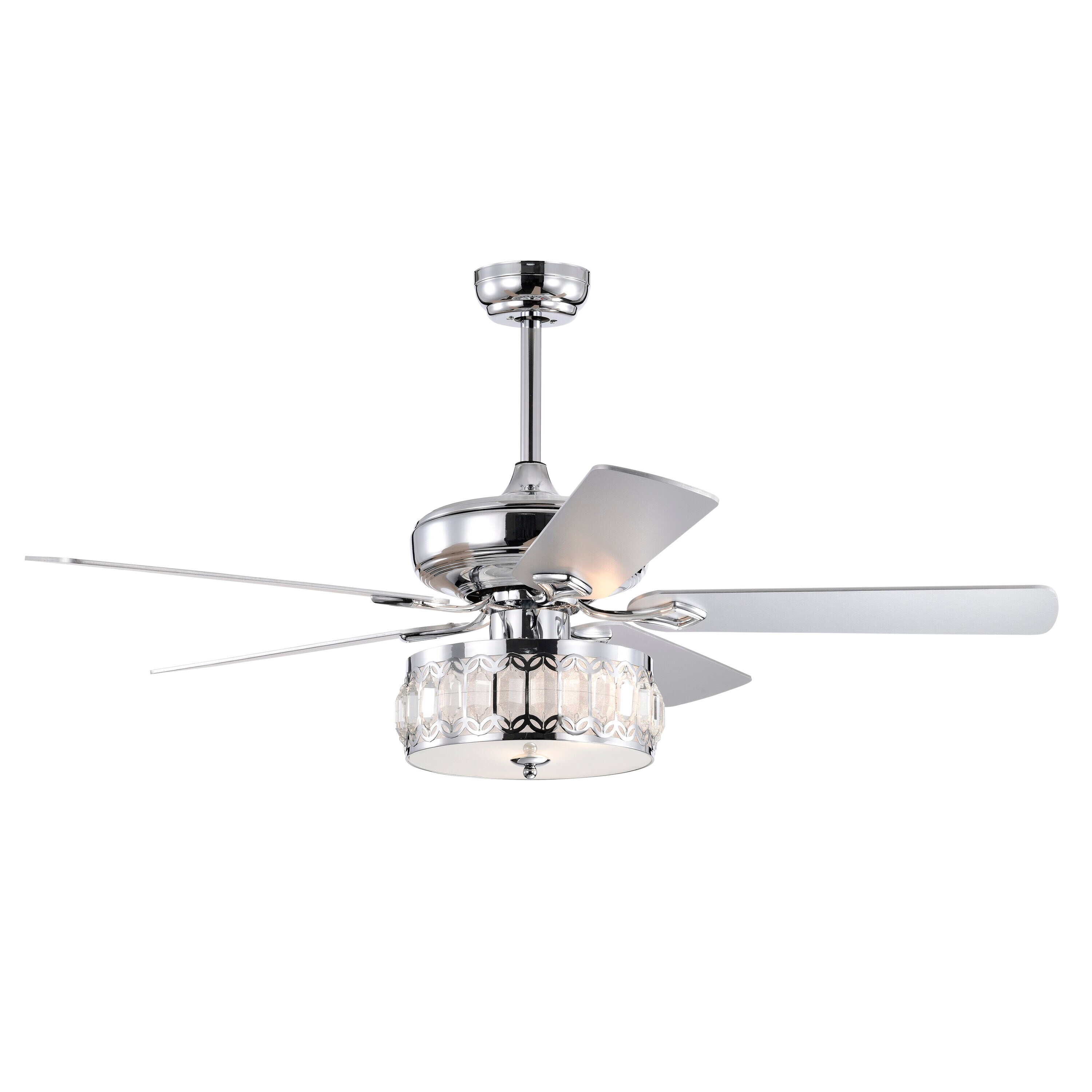 Flynama HEM-L-6007/BL 52-in Chrome with Plywood Blades Ceiling Fan With Light - Remote Included ( 5 -Blade )