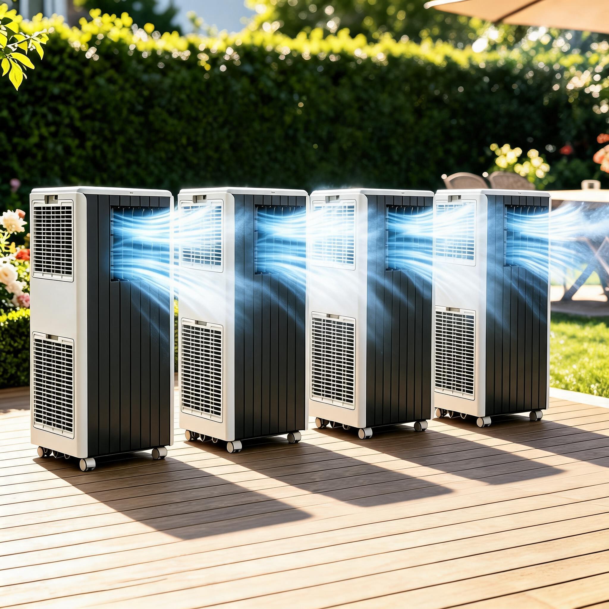 GarveeLife 4 Pack 8000 BTU Freestanding Portable Air Cooler-Black Front Panel/3-In-1 AC Unit Featuring Dehumidification Fan Function Remote Control Complete Window Fitting Kit Delivers Rapid Cooling For Rooms Max 350 Sq.Ft Sansujyuku sansujyuku.com
