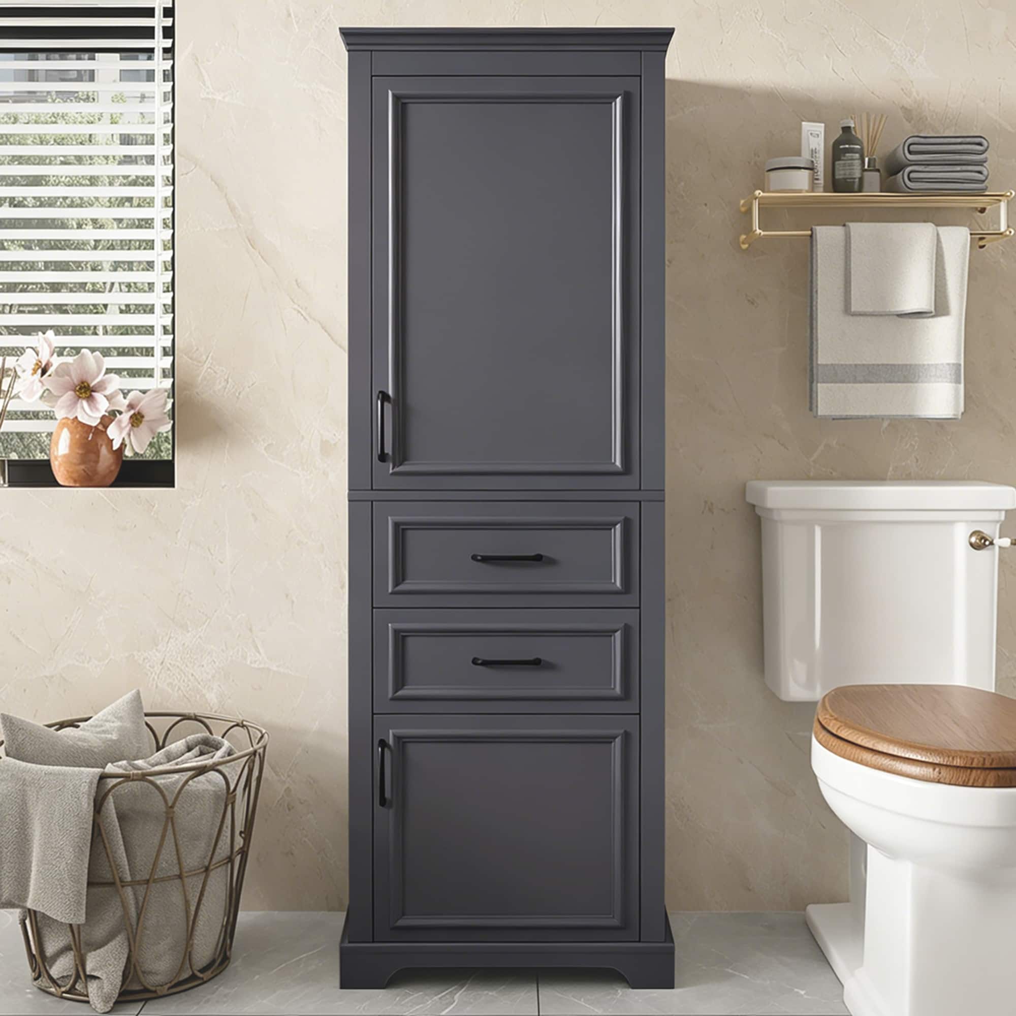 Tinyhomie 71in Tall Freestanding Bathroom Vanity with Doors Drawers ...