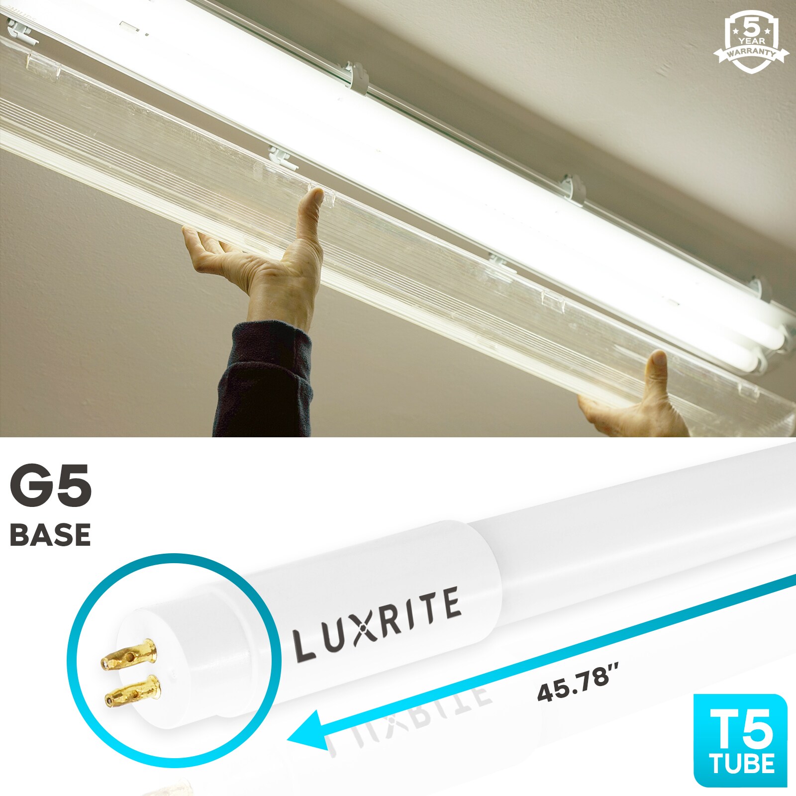Luxrite 54-Watt EQ T5 Soft White Miniature Bi-pin (t5) LED Light Bulb  (4-Pack) in the Tube Light Bulbs department at