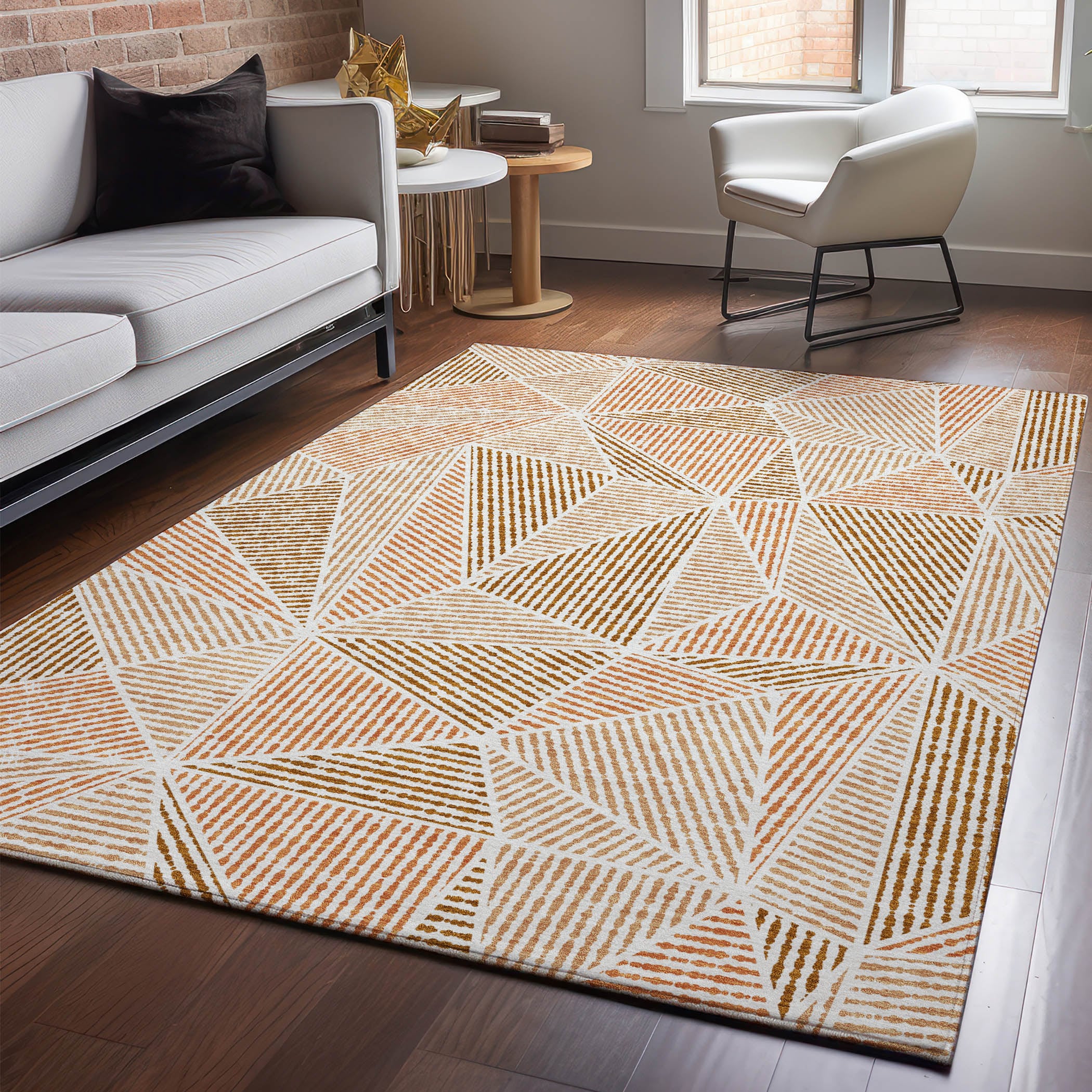 Addison Rugs AMF618TR10X14 Mayfield AMF618TR 10 x 14 (ft) Loomed Polyester Terracotta Rectangular Indoor Geometric Machine washable Area rug