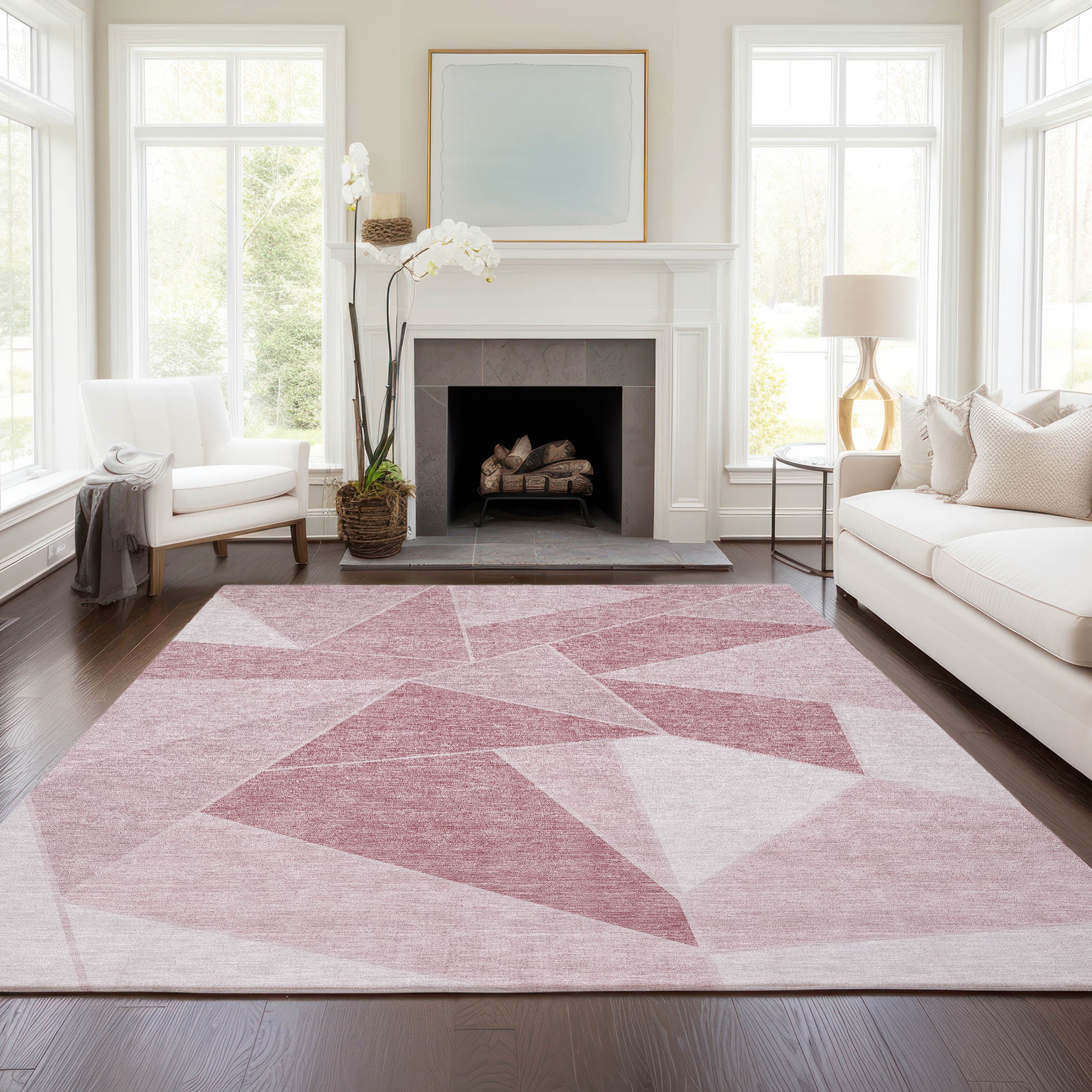 Addison Rugs ACN636BL30X46 Chantille ACN636BL 2 x 3 (ft) Polyester Blush Rectangular Indoor/Outdoor Geometric Machine washable Area rug
