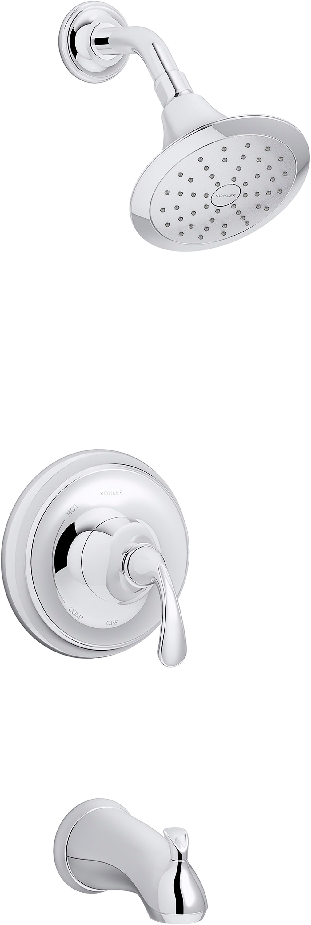 KOHLER K-TS10274-4G-CP Forte Polished Chrome 1-handle Single function 4.5625-Inches Round Bathtub and shower Faucet