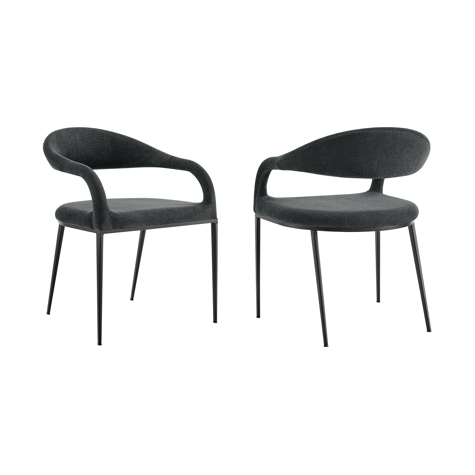 Armen Living LCMOSIBLKCH Set of 2 Contemporary/Modern Synthetic Upholstered Dining arm chair ( Metal Frame )