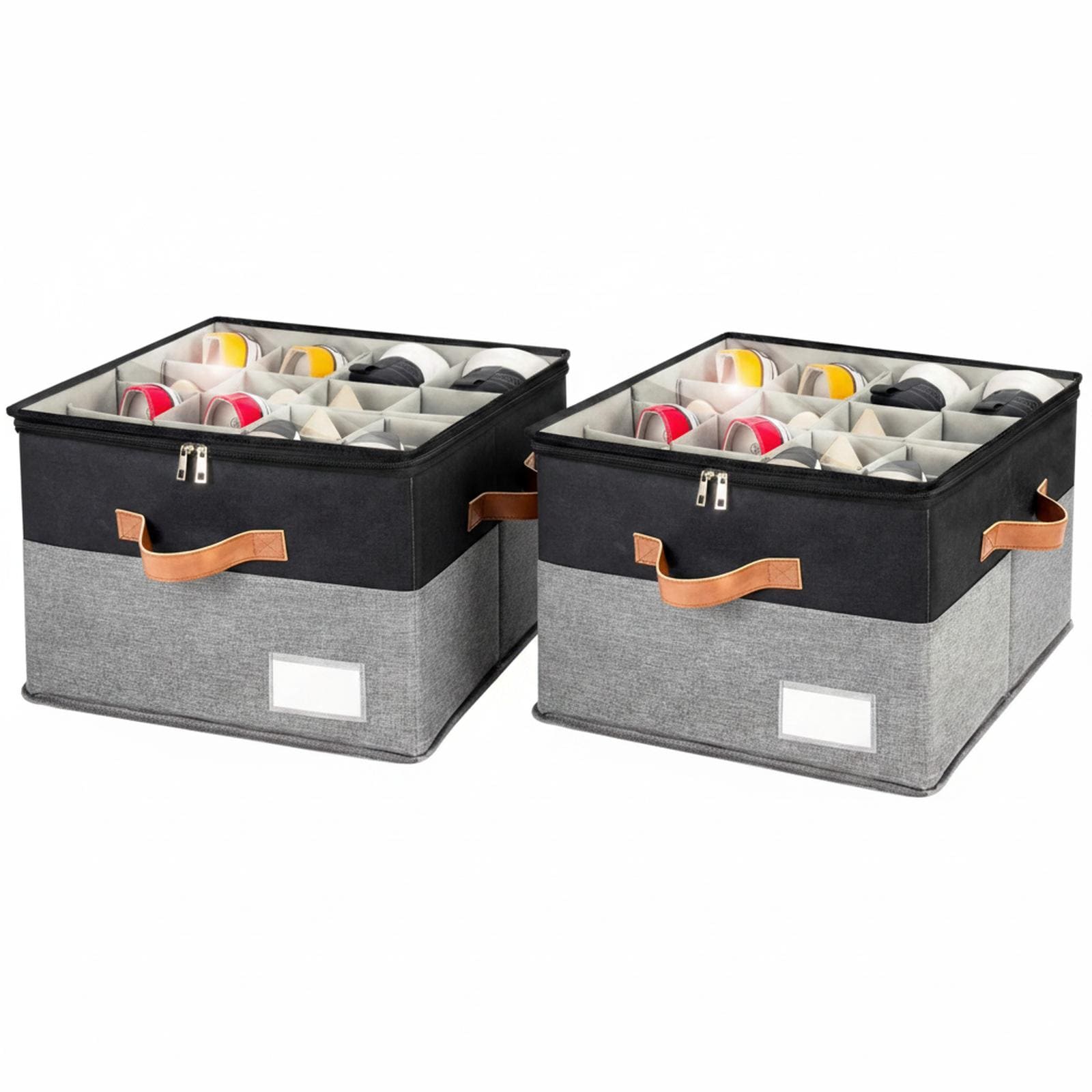 Baginizer  Shoe Organizer Closet Foldable Storage Bins Clear Cover Space Saving Shoes Holder 4 Handles Large Adjustable Box Containers 8-16 Pairs Pop-Up Divider Dustproof Label Sturdy PP Material