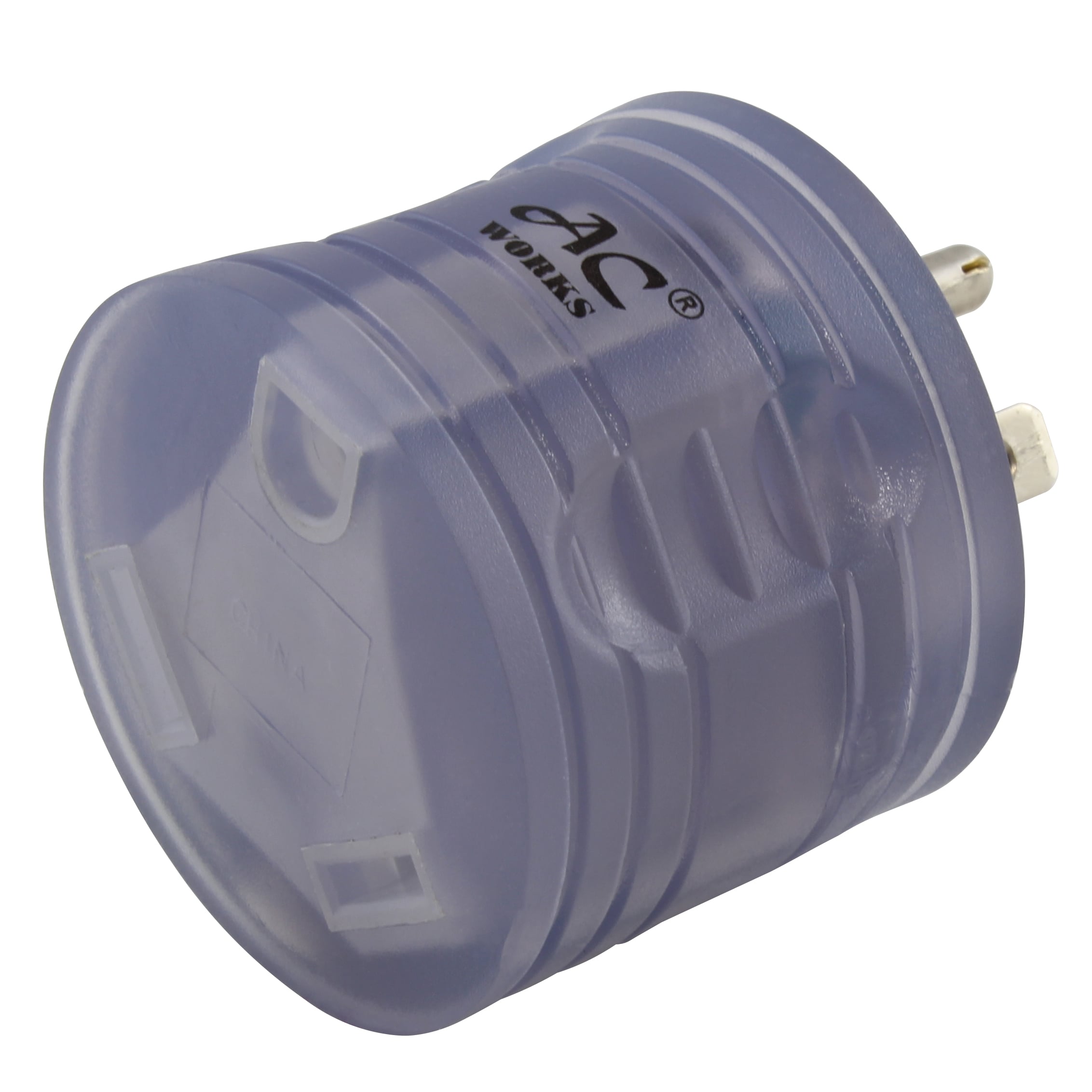 AC WORKS RV515TT NEMA 5-15P to NEMA TT-30R 15 -Amp 3-wire grounding Single to single Blue Basic Compact Adapter