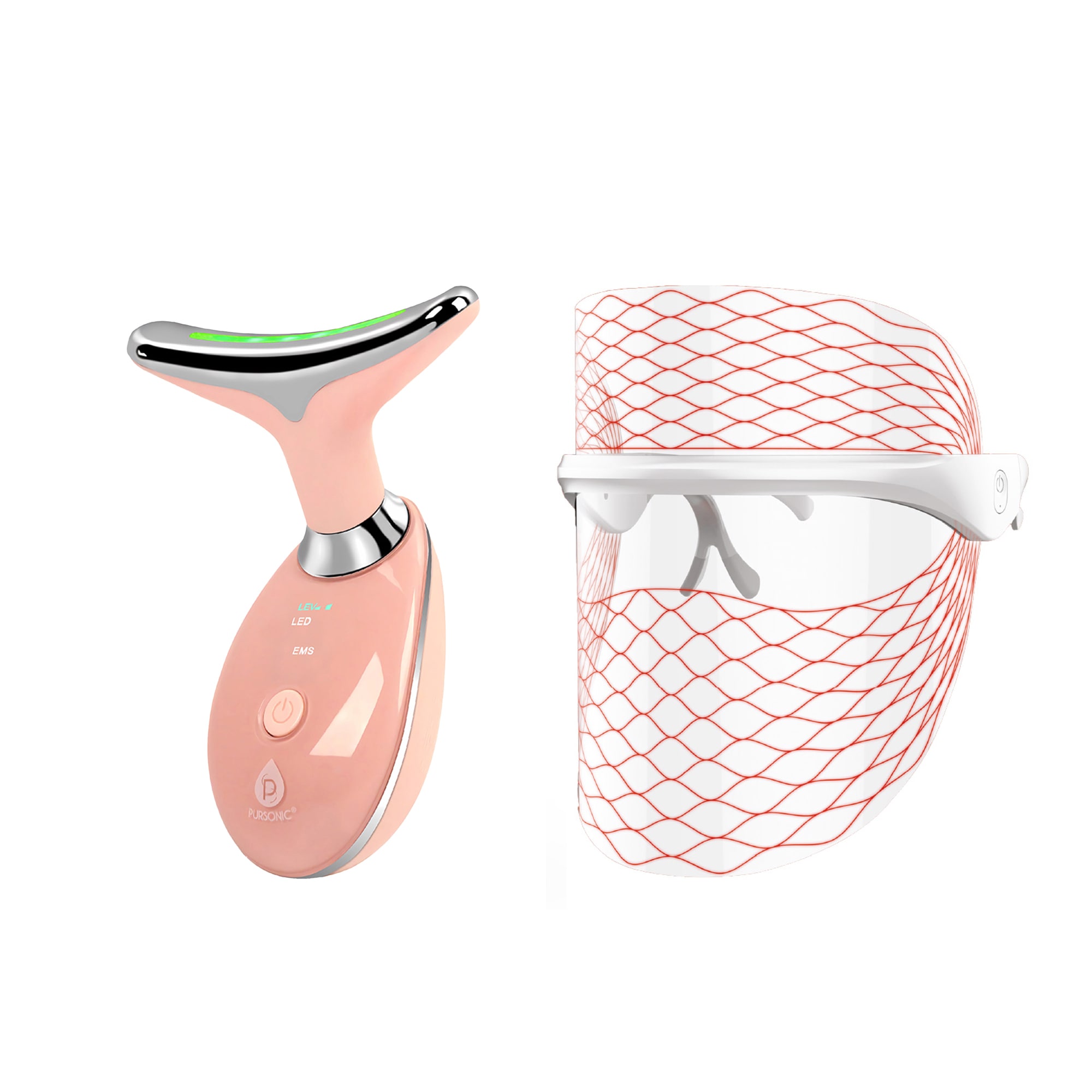 Pursonic Advanced Anti Aging and Sculpting Skincare Set  7in1 LED Light Therapy Face Mask and Sculpting Wand
