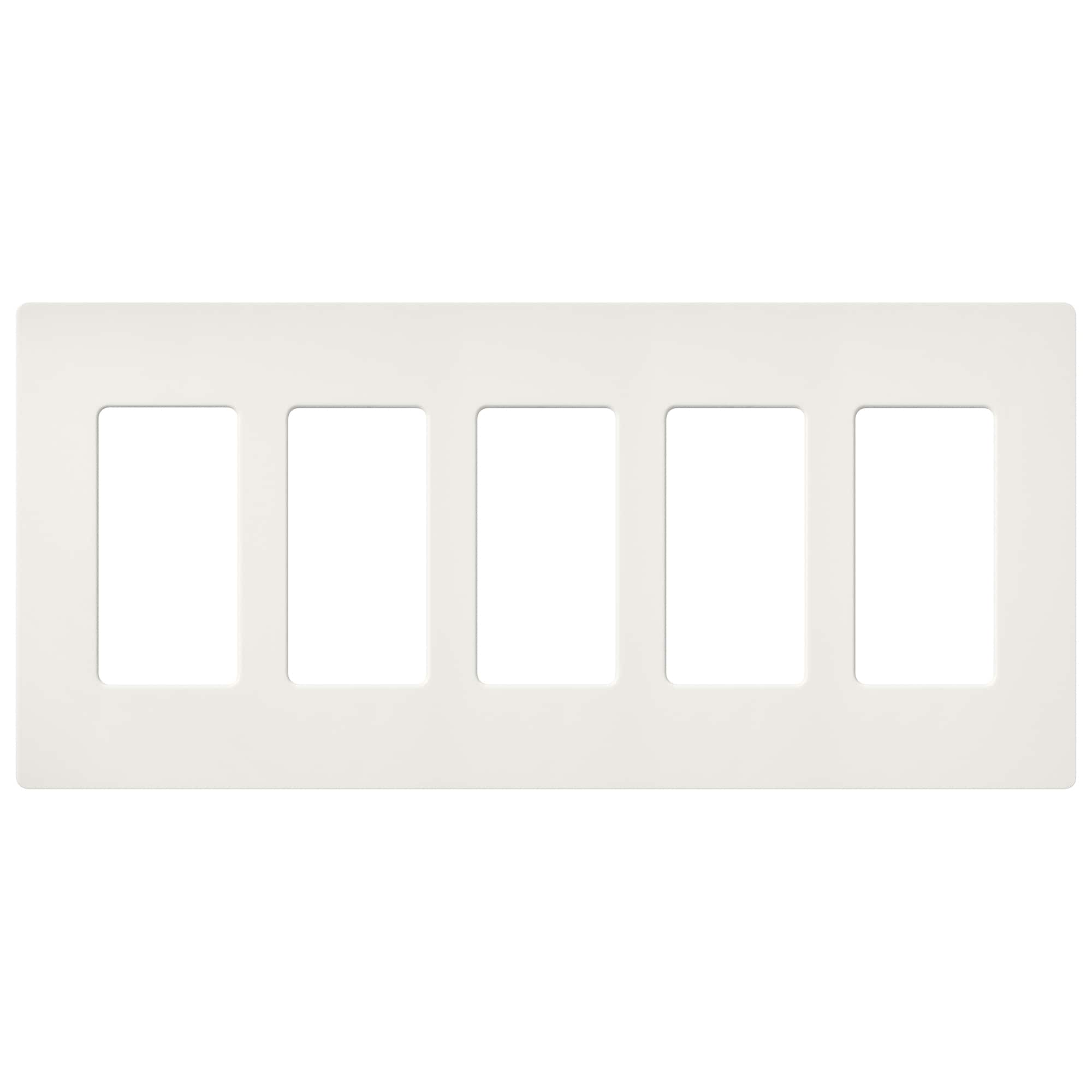Lutron SC-5-RW Claro 5 -Gang Standard Size Architectural White Plastic Indoor Screwless Decorator Wall Plate