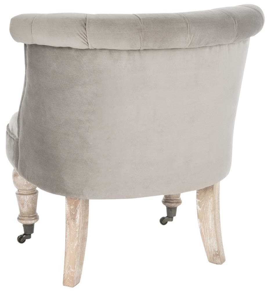 Mushroom Tufted Barrel Accent Chair with Wood Legs