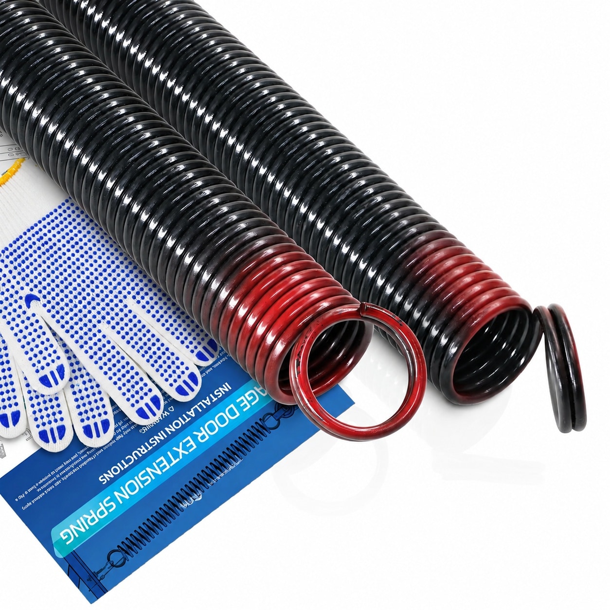 SenQWFa  Pair of 150 lbs Heavy Duty Garage Door Extension Springs 25 Inch Long Double Loop Ends Black Coated for 7 ft High Garage Doors