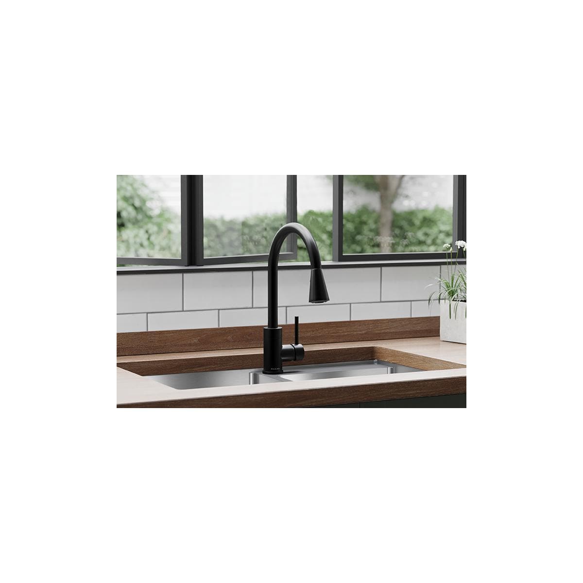 Elkay LKAV3031MB Avado Matte Black Single Handle Deck-mount Pull-down Kitchen Faucet with Sprayer