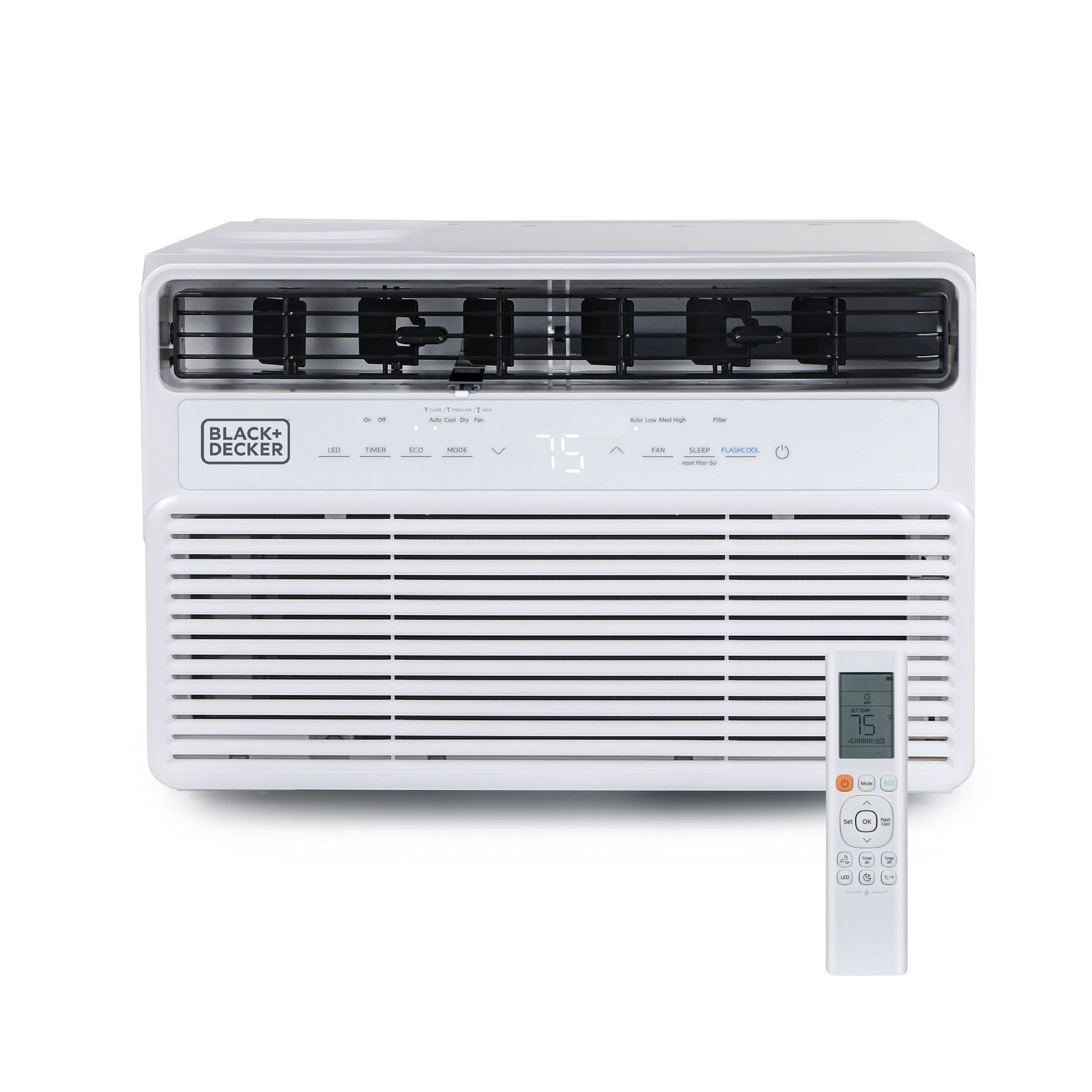 BLACK+DECKER  12000 BTU Inverter Window Air Conditioner - Window AC Units for Up To 550 Sq. Ft. - AC Unit - Full Function Remote Control - BD12NWES - White