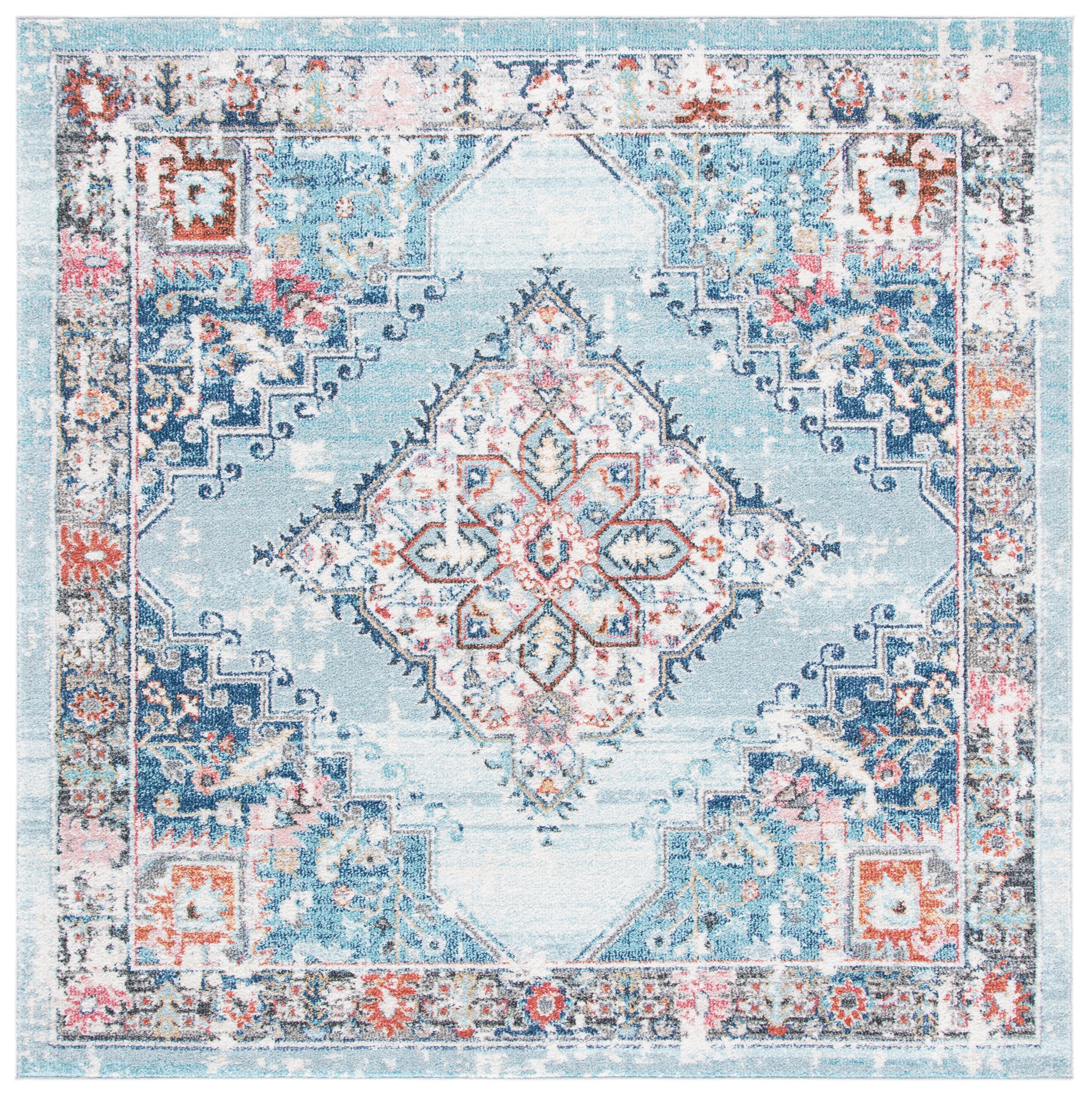 Phoenix 247K Light Blue/Navy 7 X 7 Area Rug