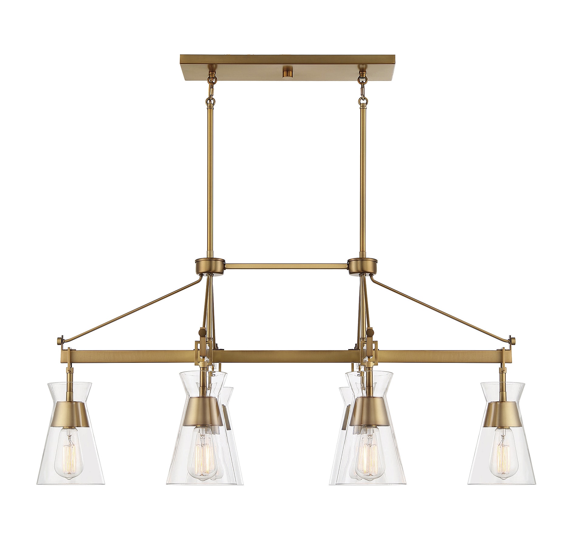 Lakewood Warm Brass 6-Light Mid-Century Modern Chandelier