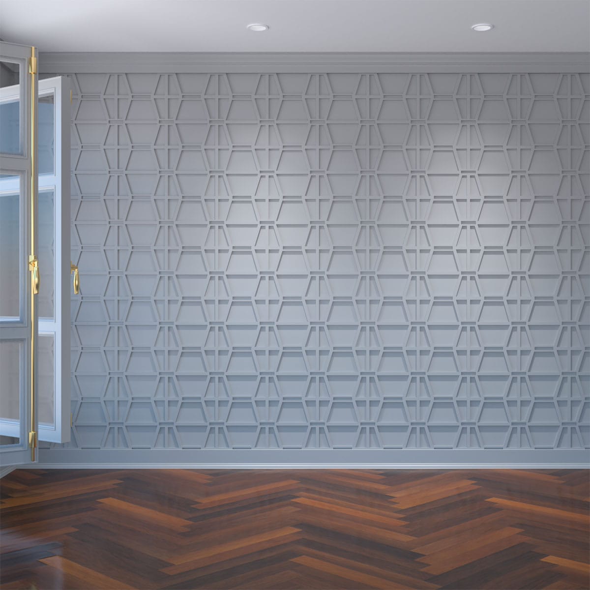 Ekena Millwork WALP12X12GLY 11-3/8-in x 11-3/8-in Smooth Paintable/Stainable White PVC Fretwork Wall Panel ( 0.90 )