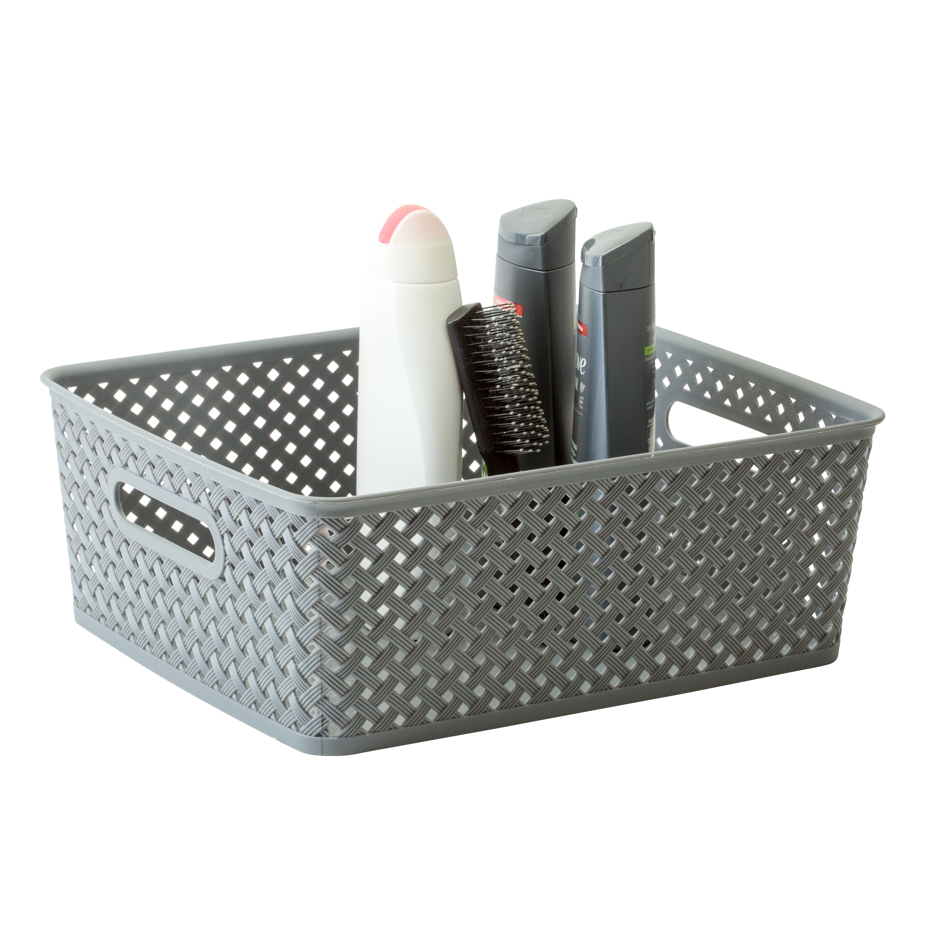 Simplify 11.42-in W x 5.12-in H x 13.78-in D Grey Polypropylene Basket ...