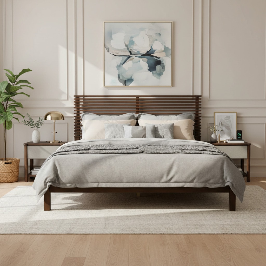 Christopher Knight Home - Stirling Contemporary 3-Piece Bedroom Set with Horizontal Slat Bed Fram...