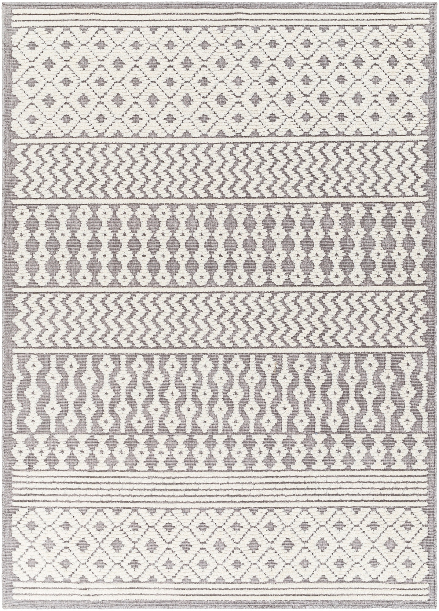 Livabliss LYA2311-710101 Lyna 8 x 10 (ft) Polypropylene Gray Rectangular Indoor Medallion Moroccan Machine washable Area rug