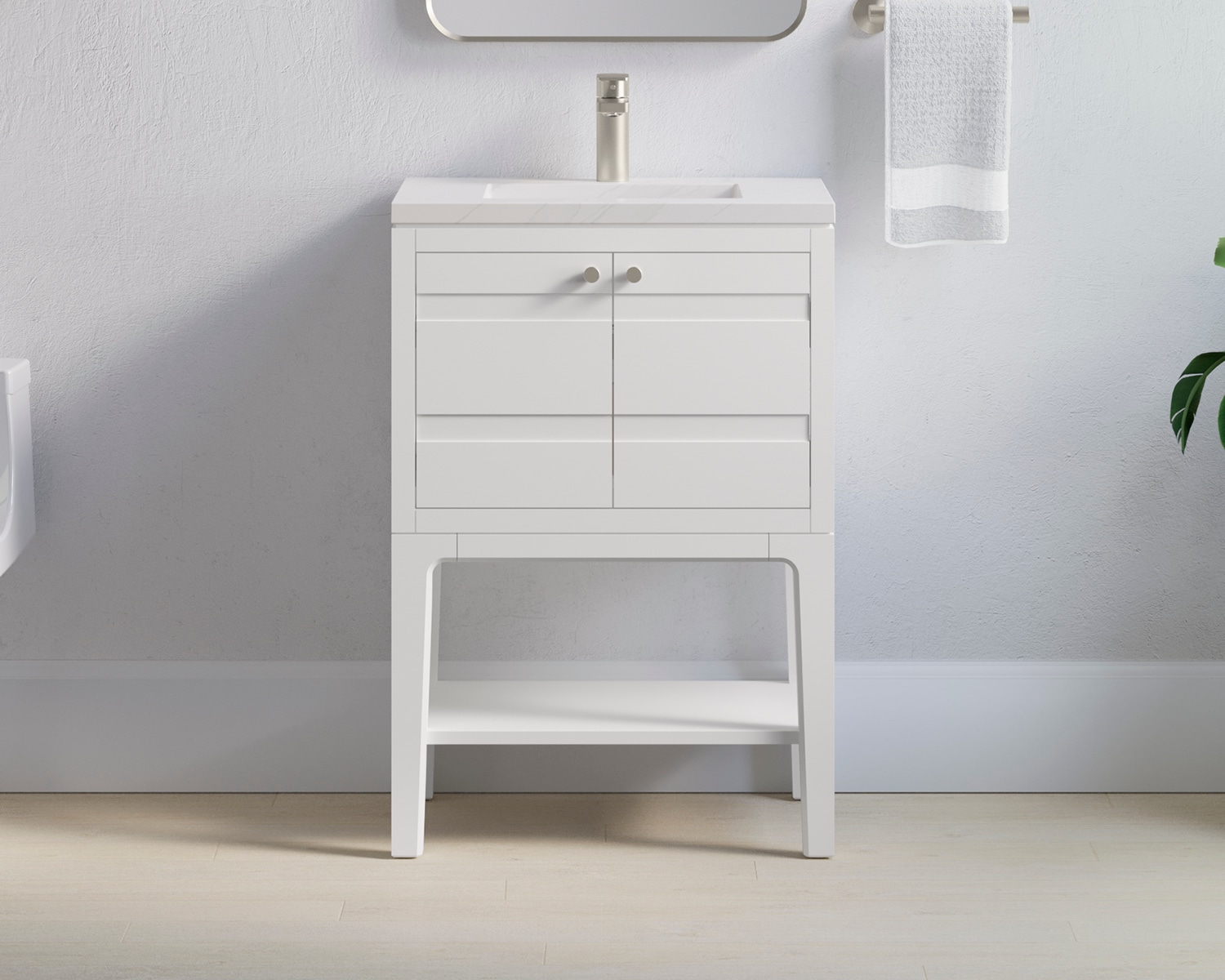 KOHLER Helst 24 In White Undermount Single Sink Bathroom Vanity With   64529142 