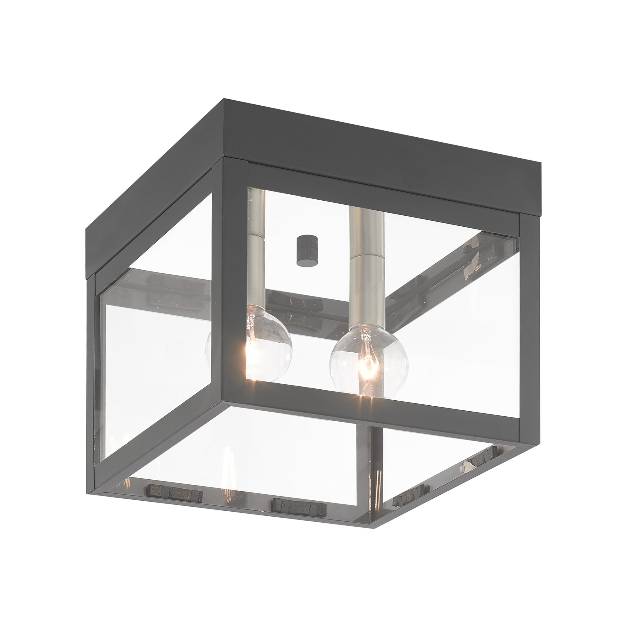 Livex Lighting 20588-76 Nyack 2 -Light 8-in Matte Gray Outdoor Flush Mount Light