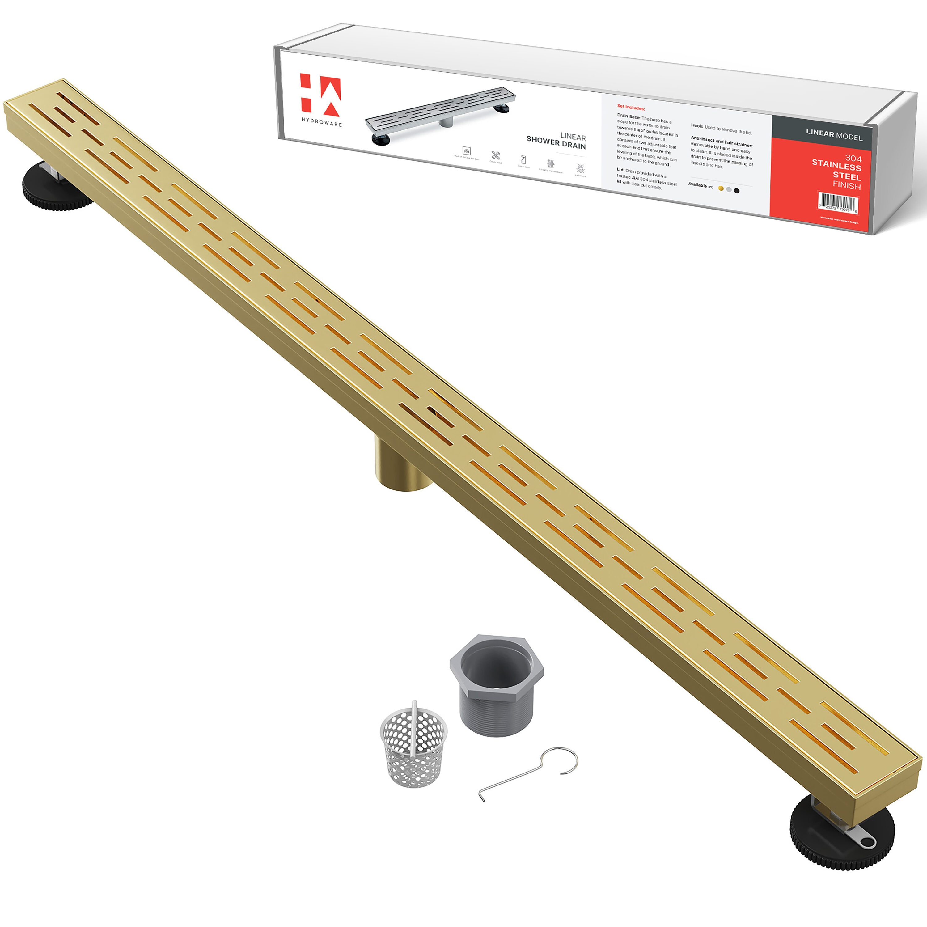 HYDROWARE HYD-0012 48-in x 2.8-in Gold Stainless Steel Linear Shower Drain
