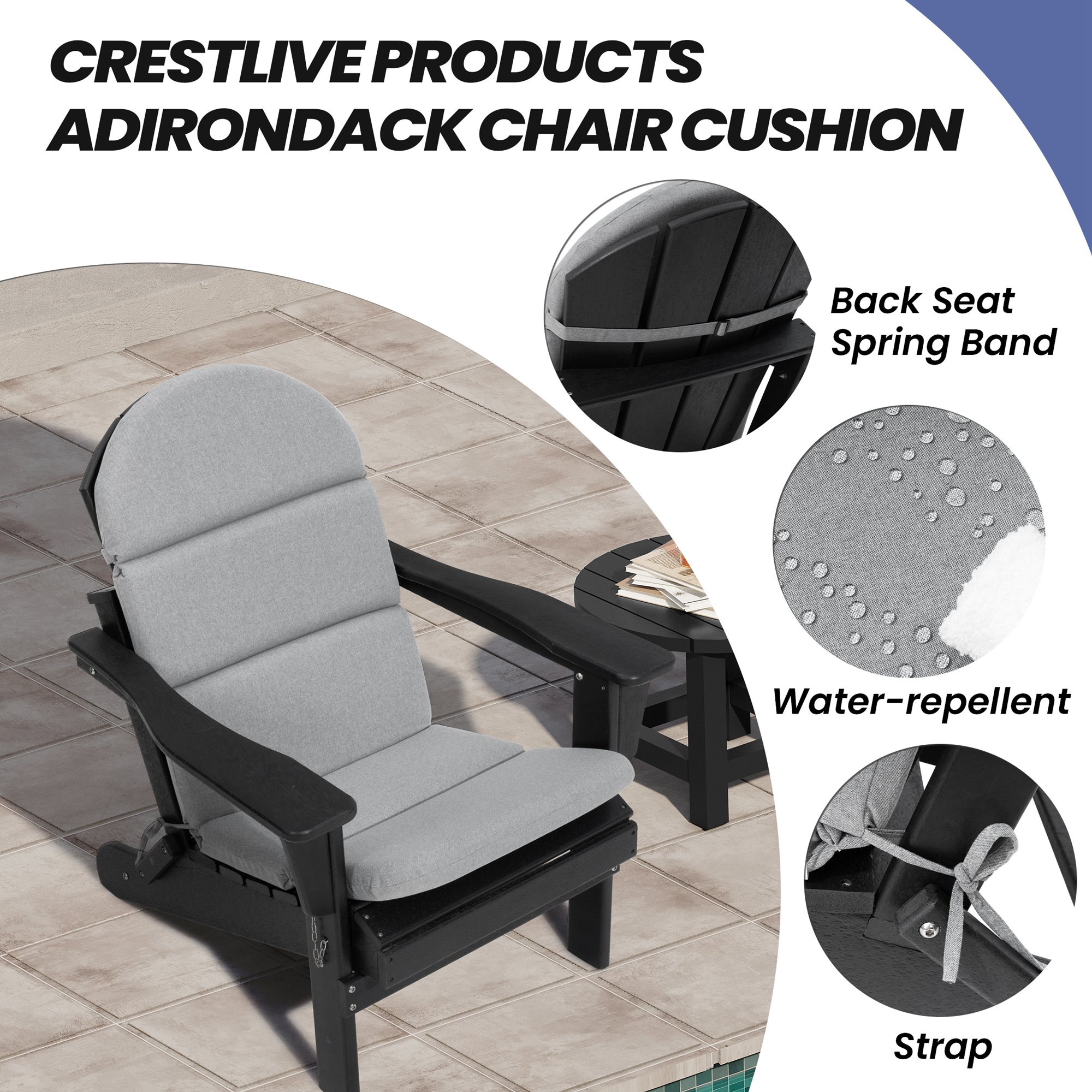 CloudFly CL-CU006LGY-1 Patio-Furniture-Cushions - View #6