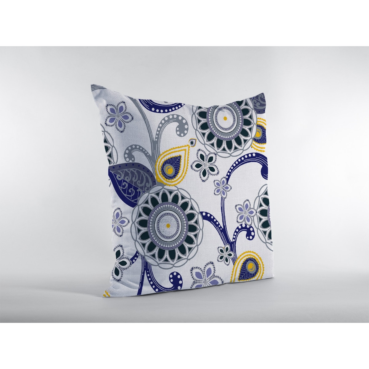 HomeRoots 26” Navy White Floral Indoor Outdoor Zippered Throw Pillow in ...